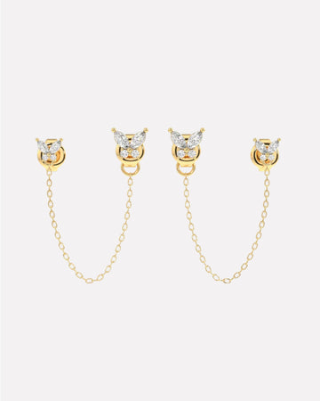 Zircon Butterfly 3 In 1 Connector Chain Earrings
