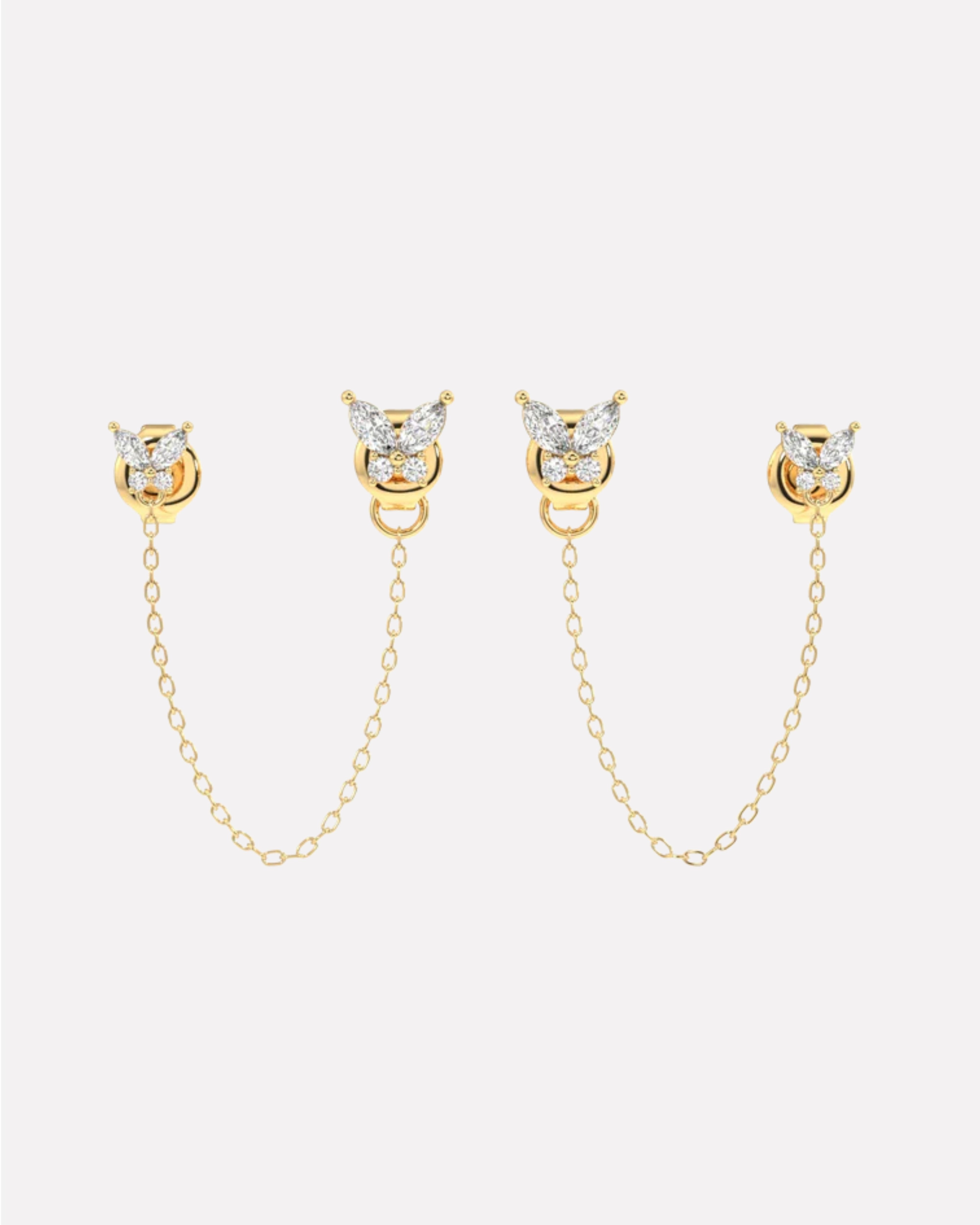 Zircon Butterfly 3 In 1 Connector Chain Earrings