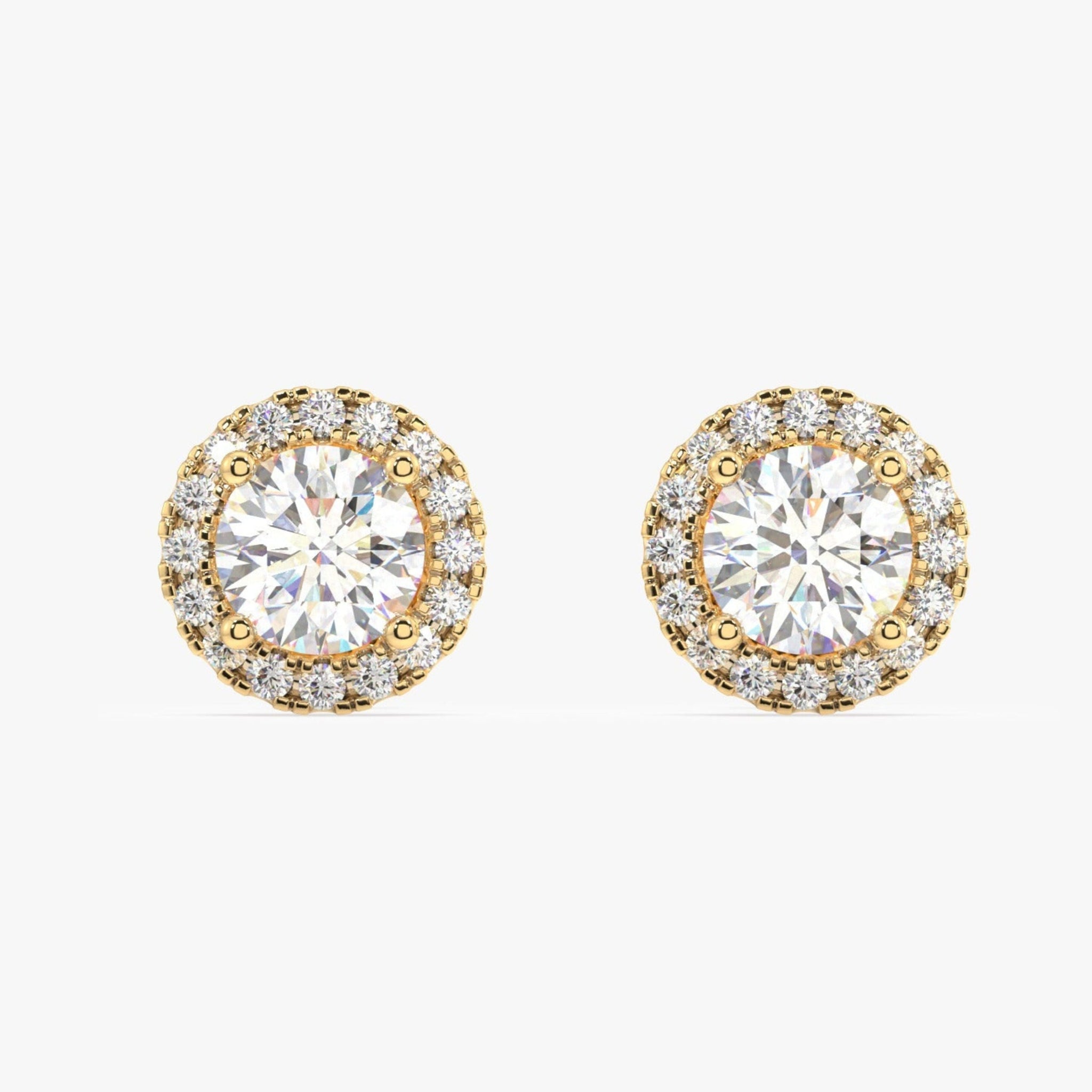 Round Solitaire With Zircon Lining Bold Size Stud Earrings