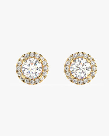 Round Solitaire With Zircon Lining Bold Size Stud Earrings