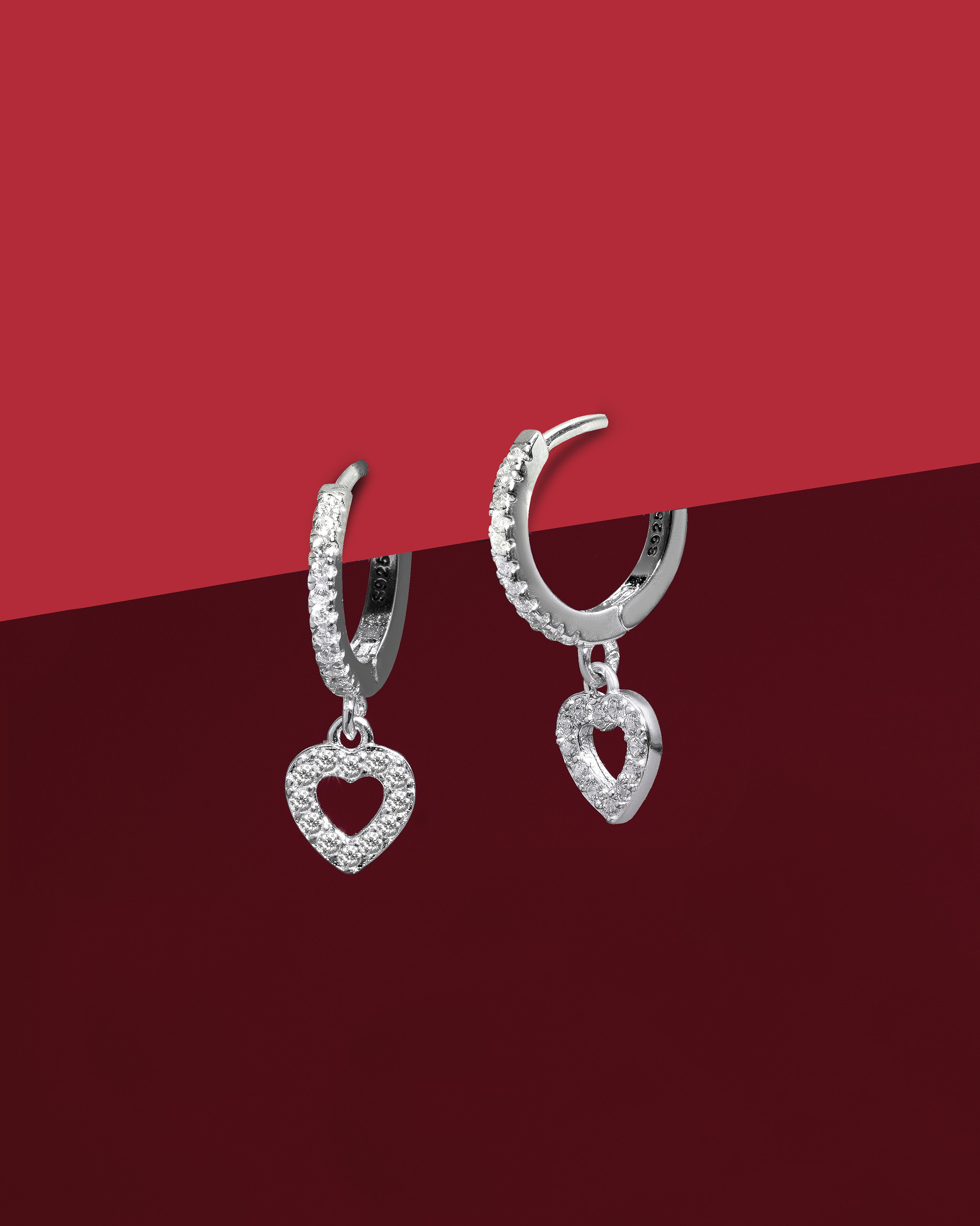 A Forever Stone Pave Heart Hoop Earrings