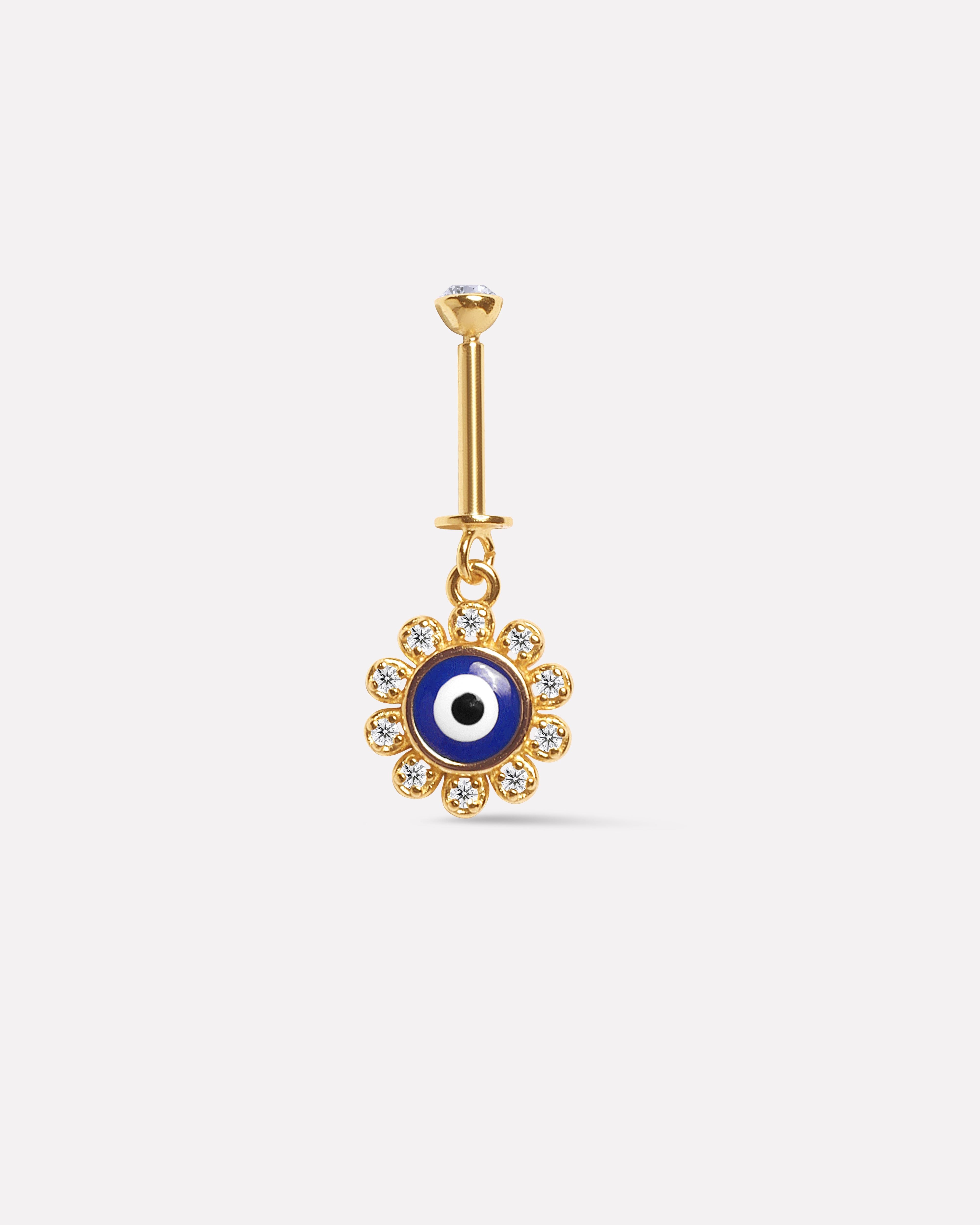 Evil Eye Helix Piercings Hanging Ear Cuff With Sparkling Accents Earrings