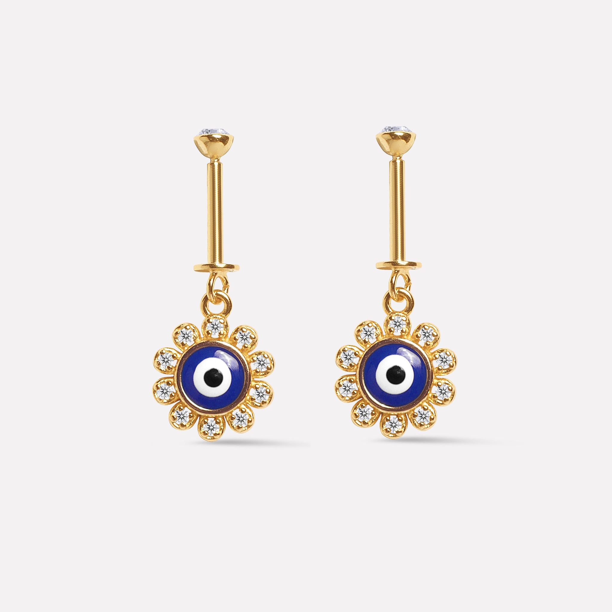 Evil Eye Helix Piercings Hanging Ear Cuff With Sparkling Accents Earrings