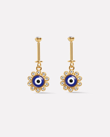 Evil Eye Helix Piercings Hanging Ear Cuff With Sparkling Accents Earrings