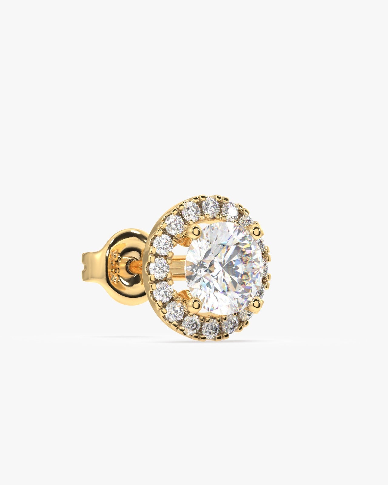 Round Solitaire With Zircon Lining Mid Size Stud Earrings