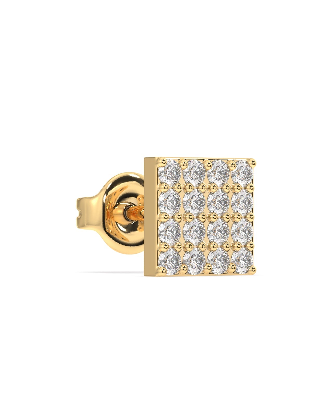Square Paved Zirconia Stud Earrings