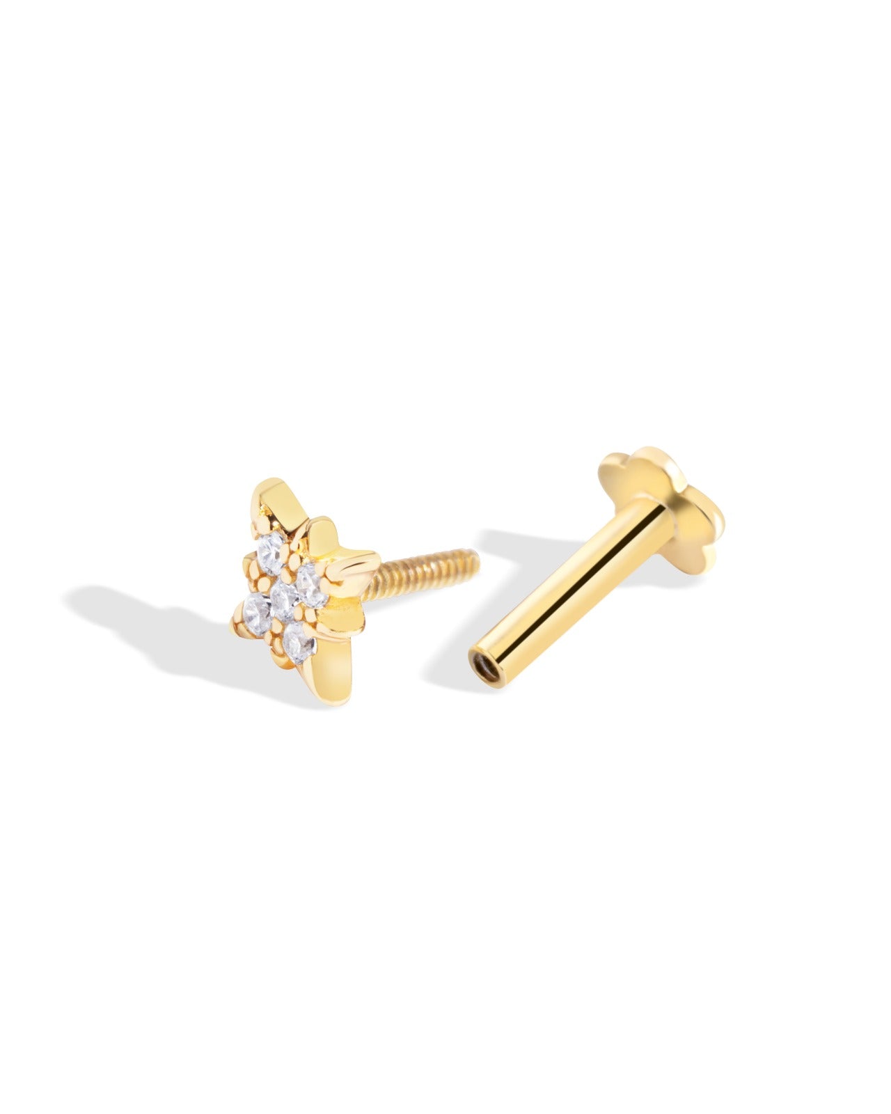 Zirconia Star Flat Back South Screw Stud Earrings