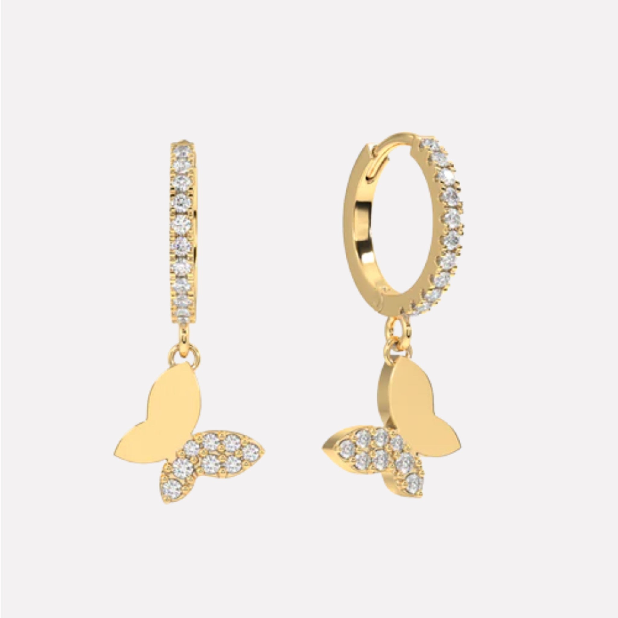 Slant' Butterfly Charm Hoop Earrings