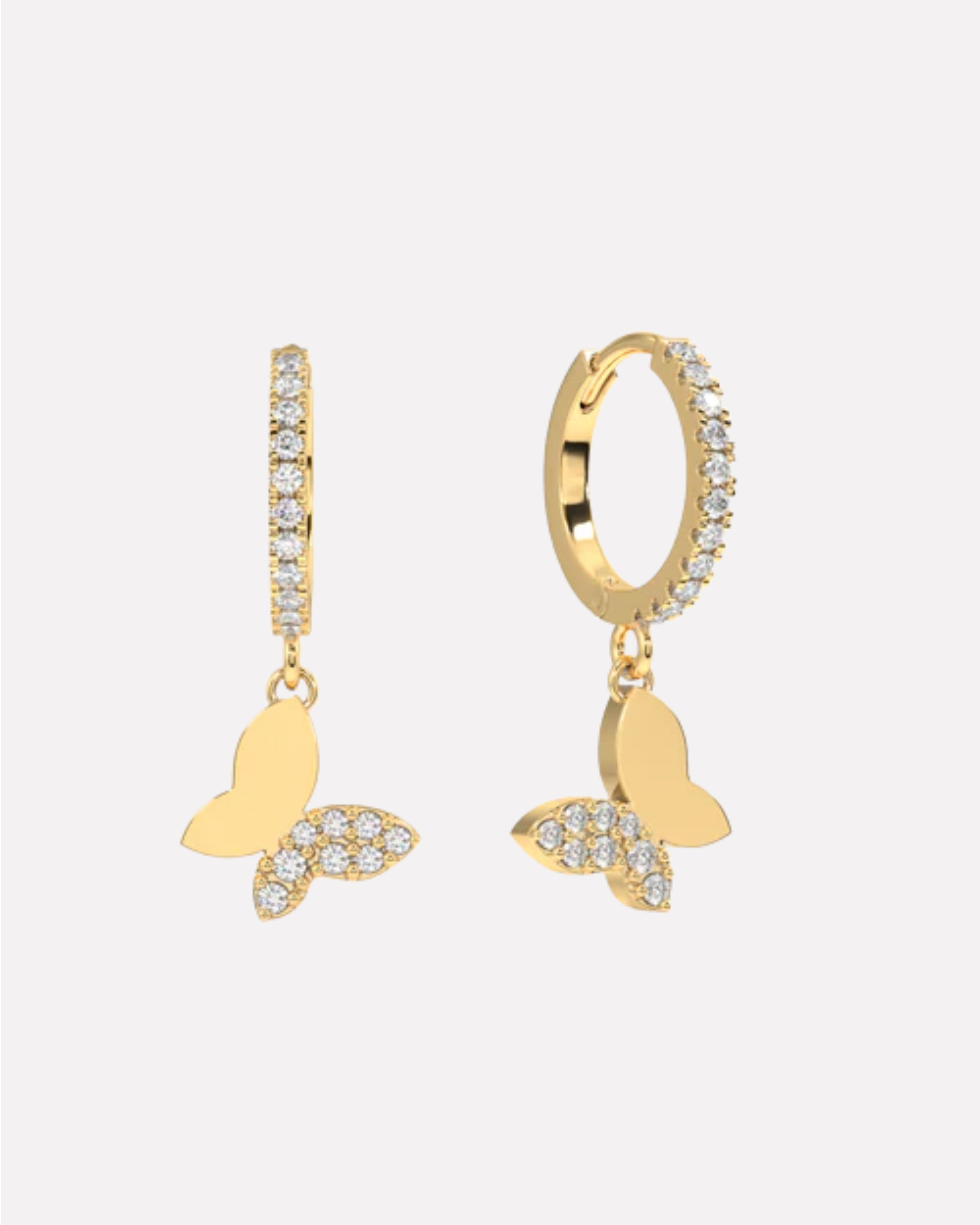 Slant' Butterfly Charm Hoop Earrings