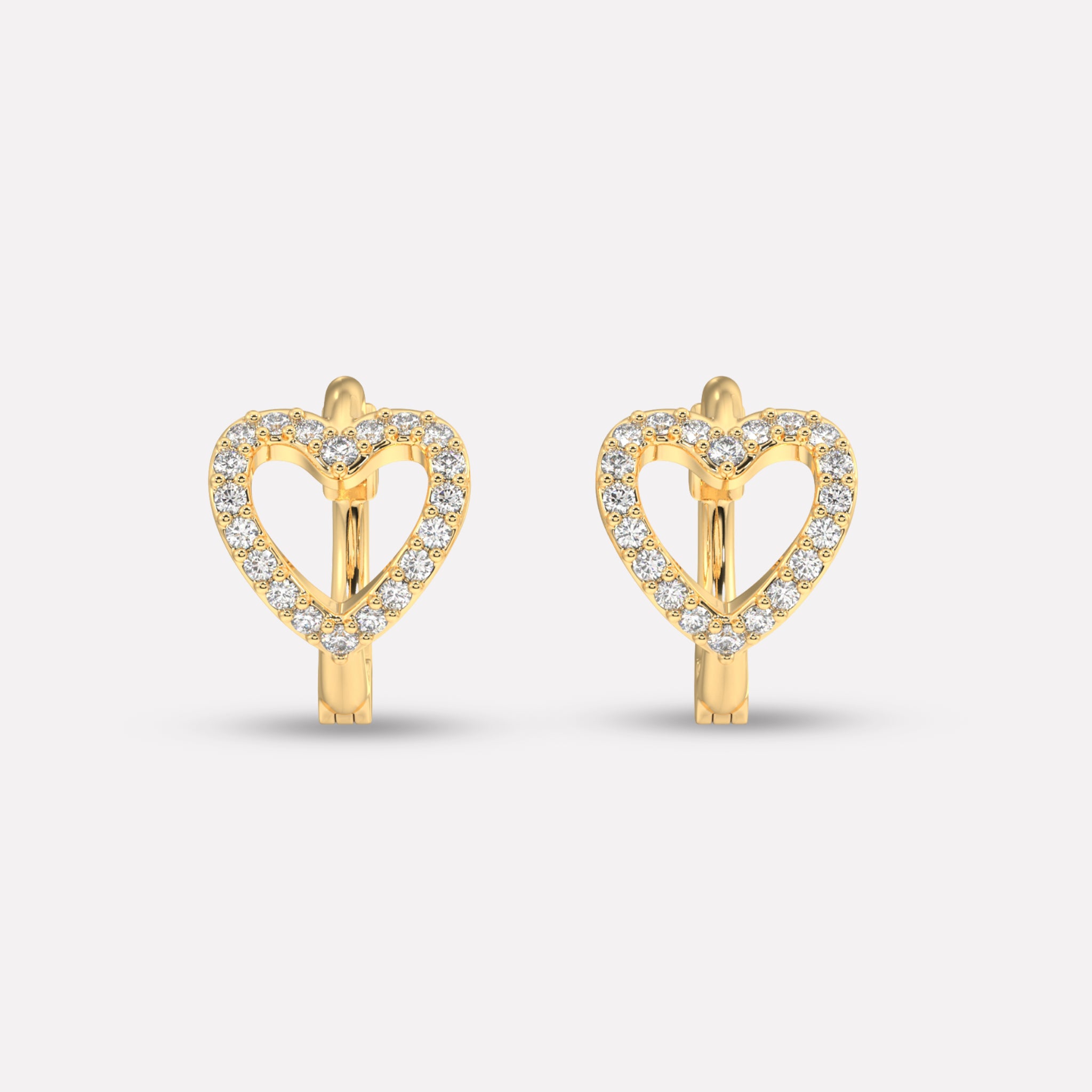 Stone Paved Heart Huggee Hoop Earrings