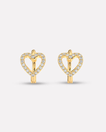 Stone Paved Heart Huggee Hoop Earrings