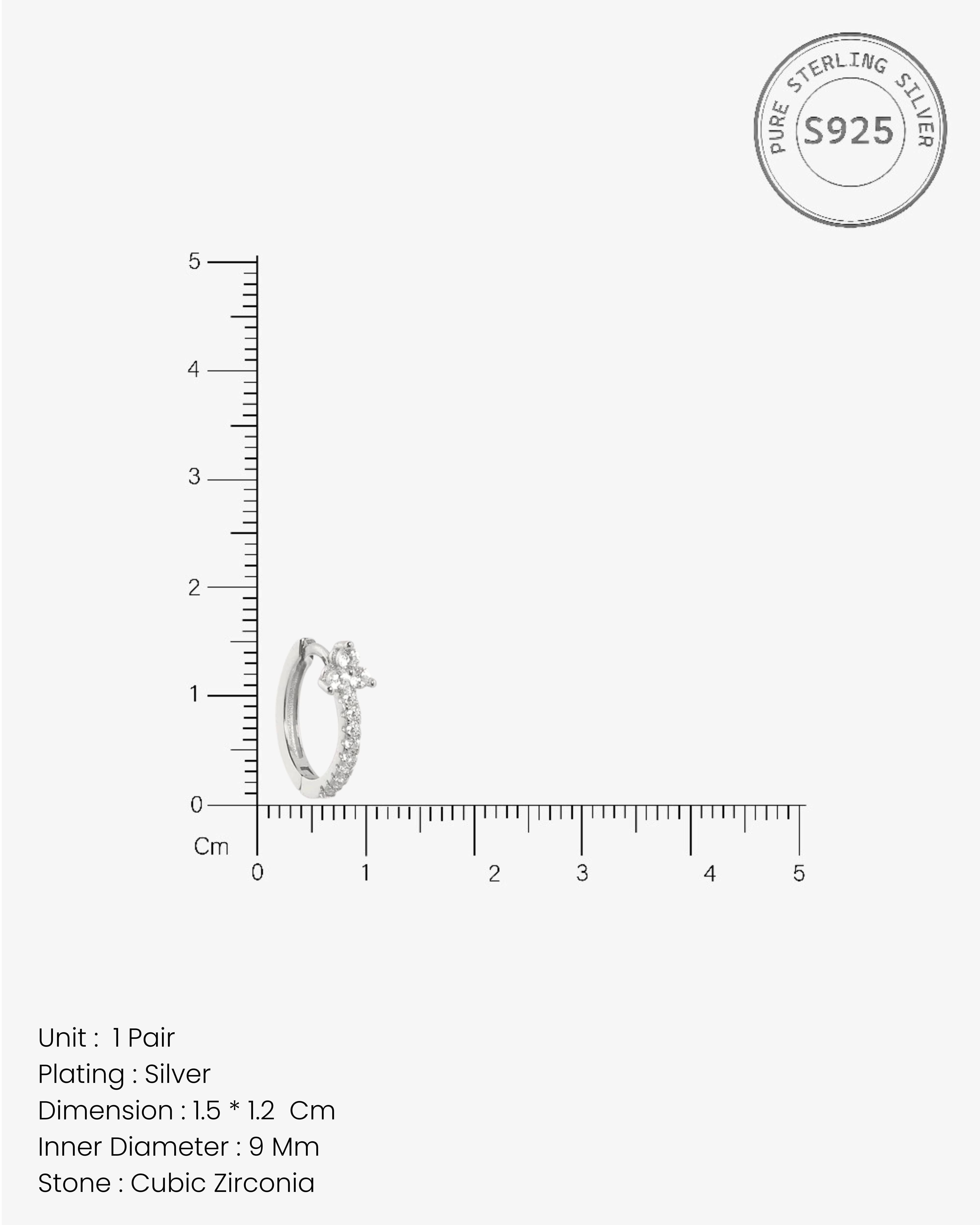 Tri Zirconia Hoop Earrings