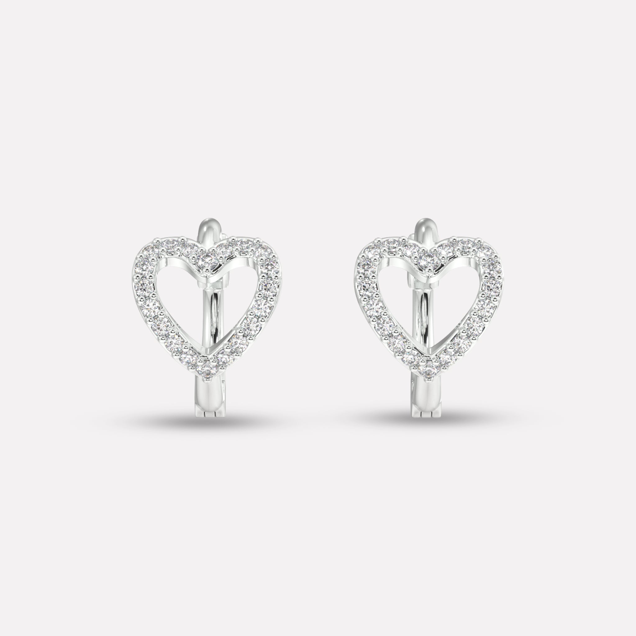 Stone Paved Heart Huggee Hoop Earrings