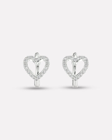 Stone Paved Heart Huggee Hoop Earrings