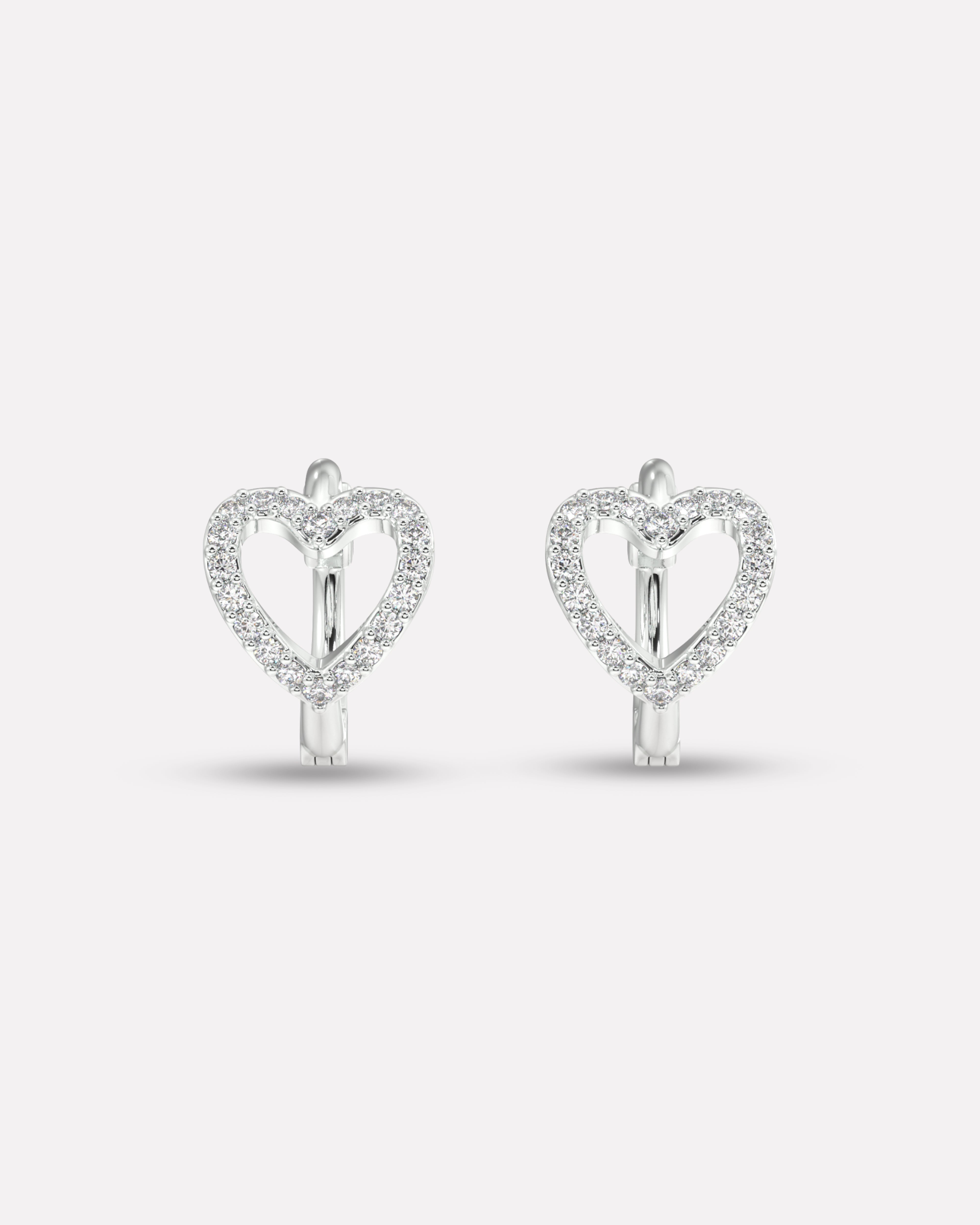 Stone Paved Heart Huggee Hoop Earrings