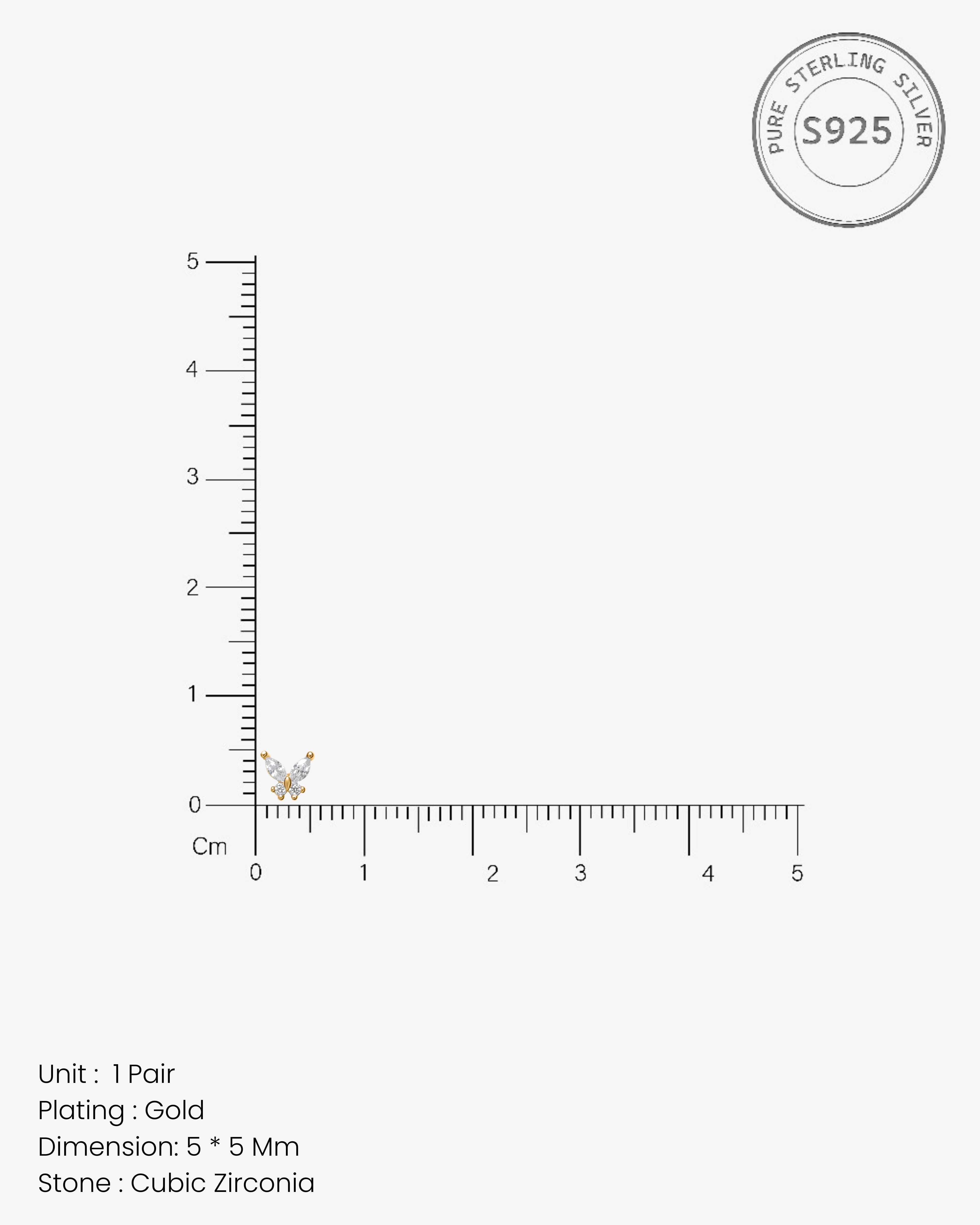 Zirconia Butterfly Stud Earrings