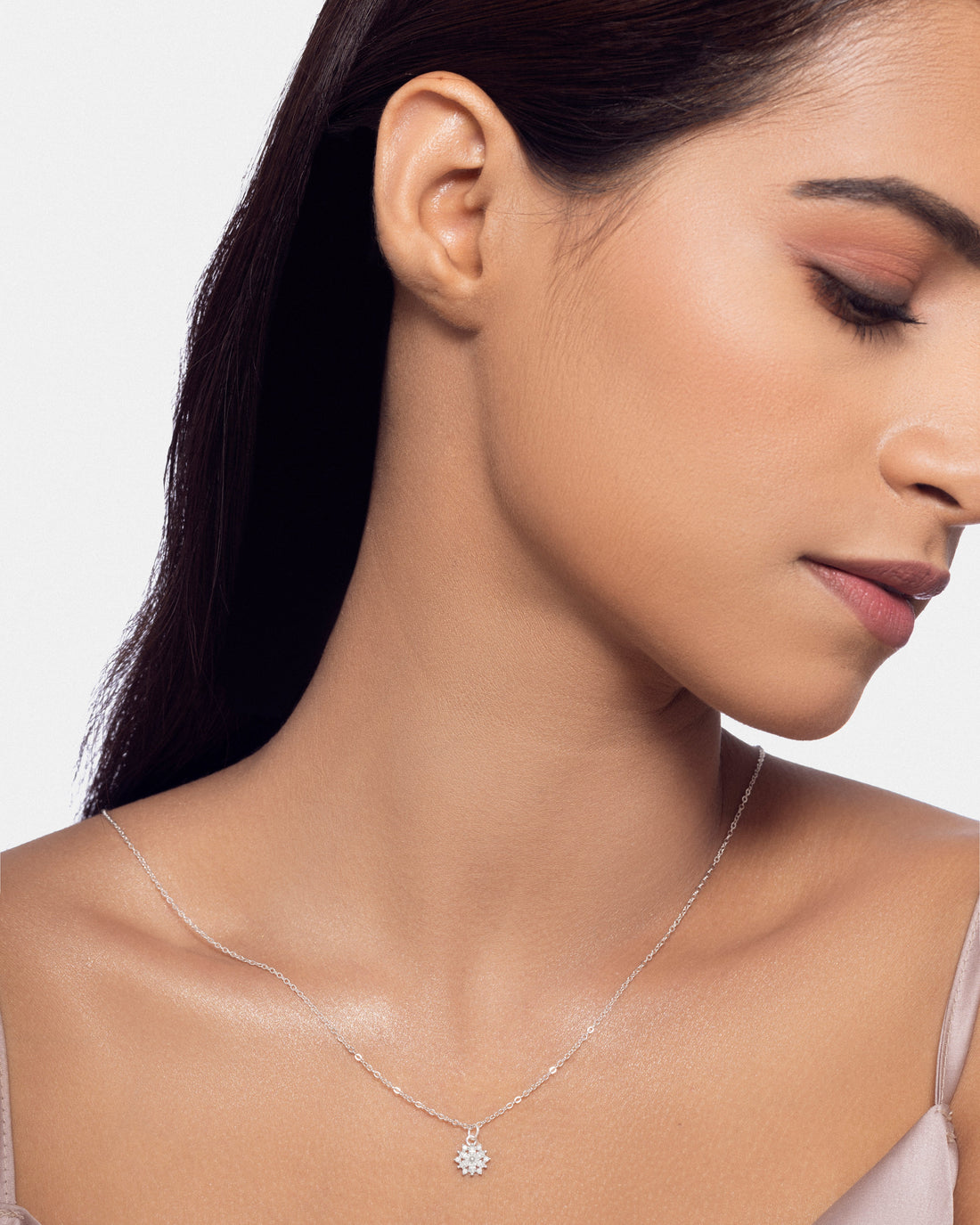 Ice Crystal Charm Necklace- Snow Burst