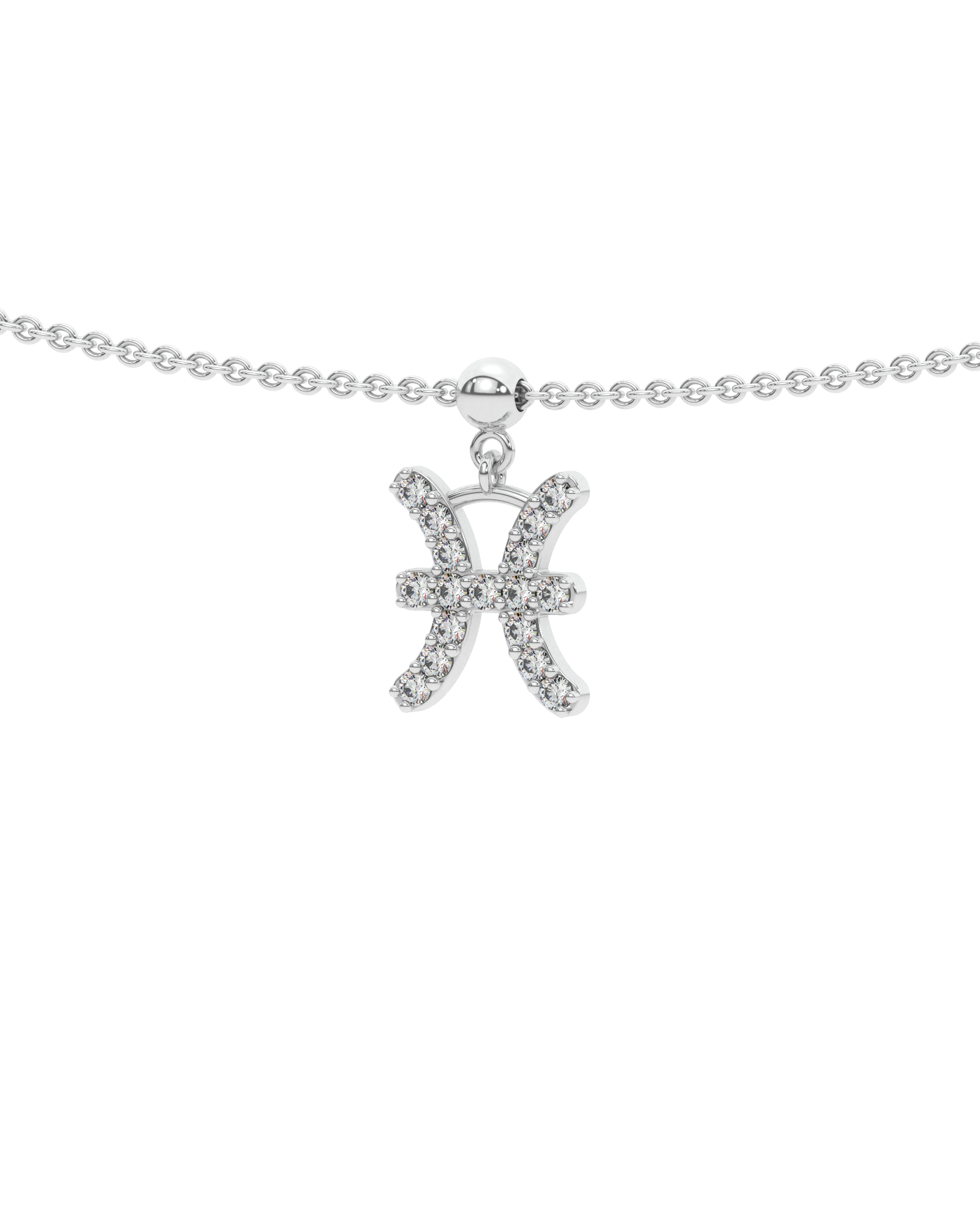 Pisces Stone Pave Zodiac Necklace