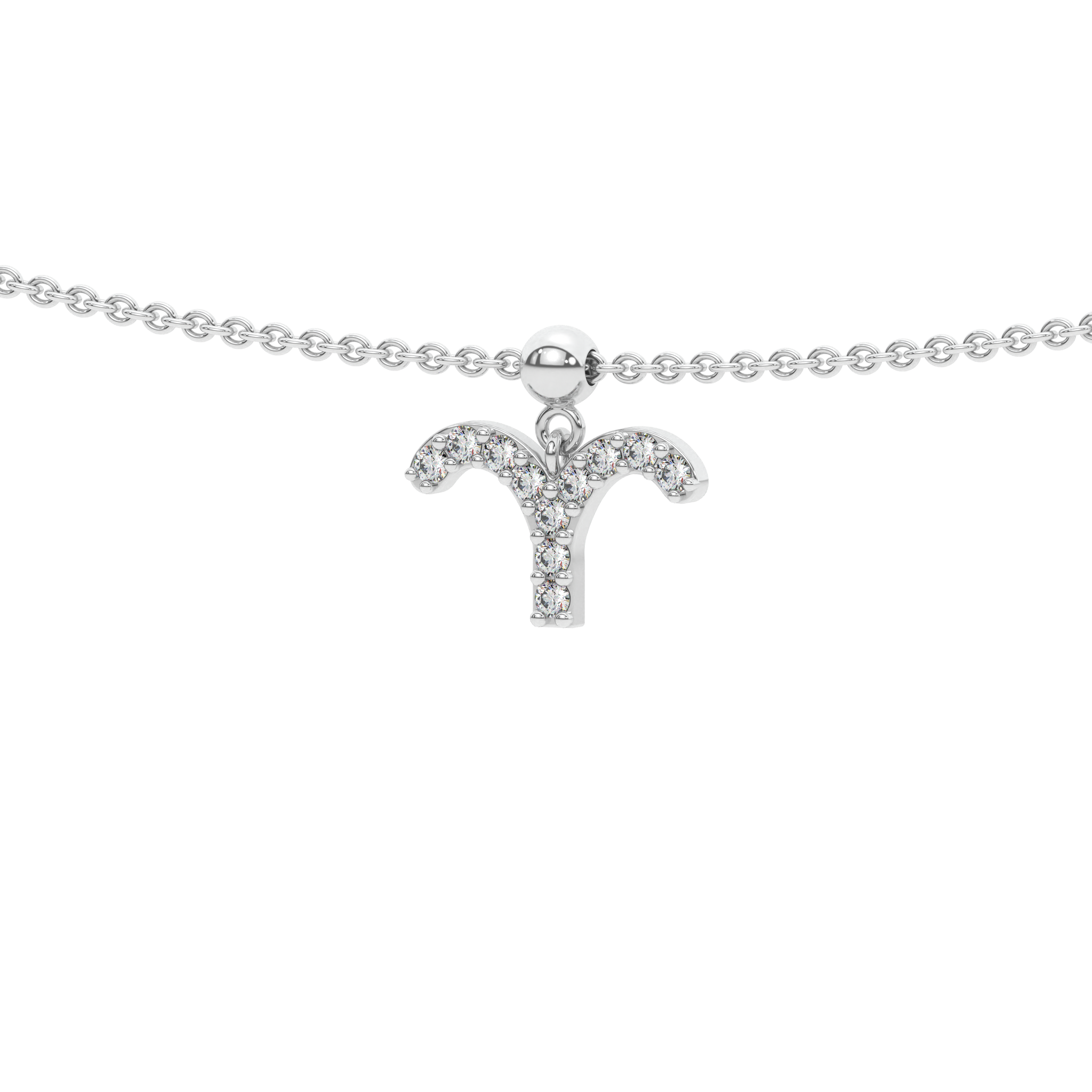 Aries Stone Pave Zodiac Necklace
