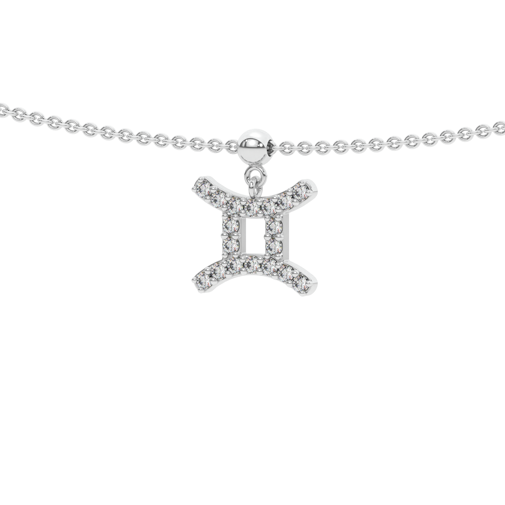 Gemini Stone Pave Zodiac Necklace