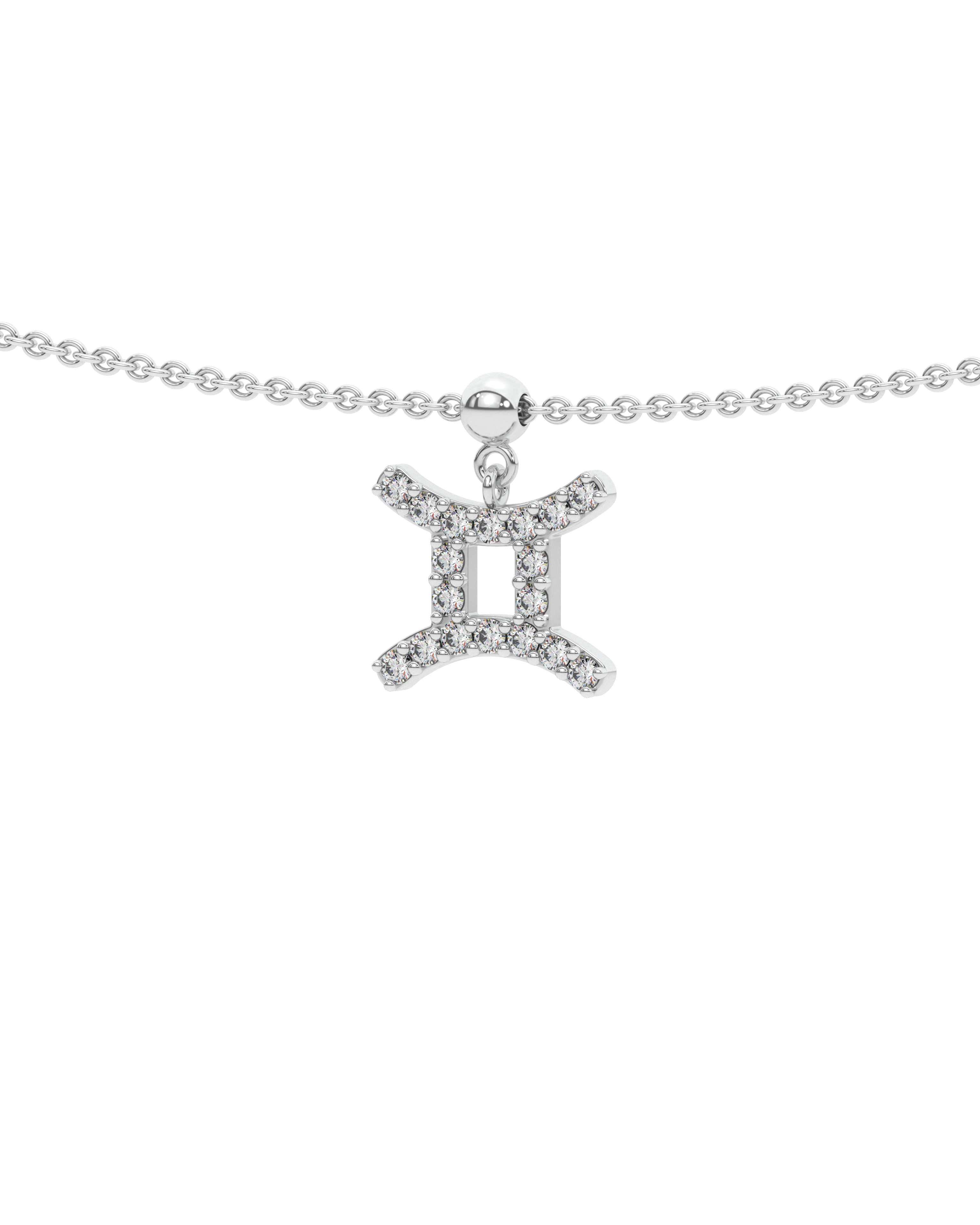 Gemini Stone Pave Zodiac Necklace