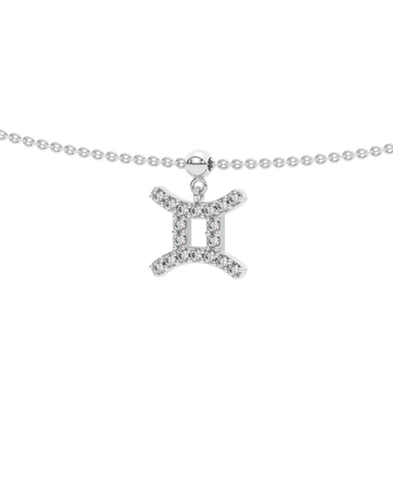 Gemini Stone Pave Zodiac Necklace