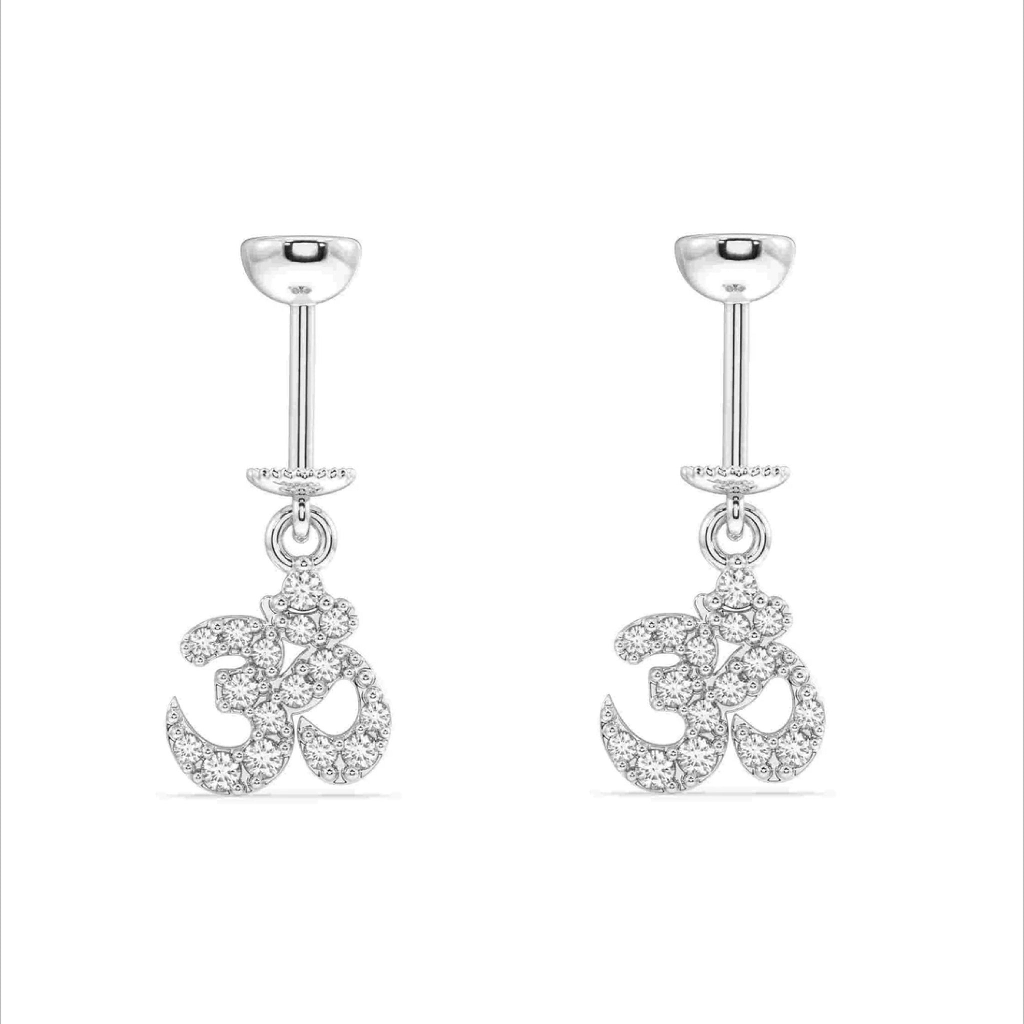 Aum Om Fine Screw Helix Hanging Earrings