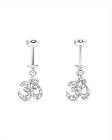 Aum Om Fine Screw Helix Hanging Earrings
