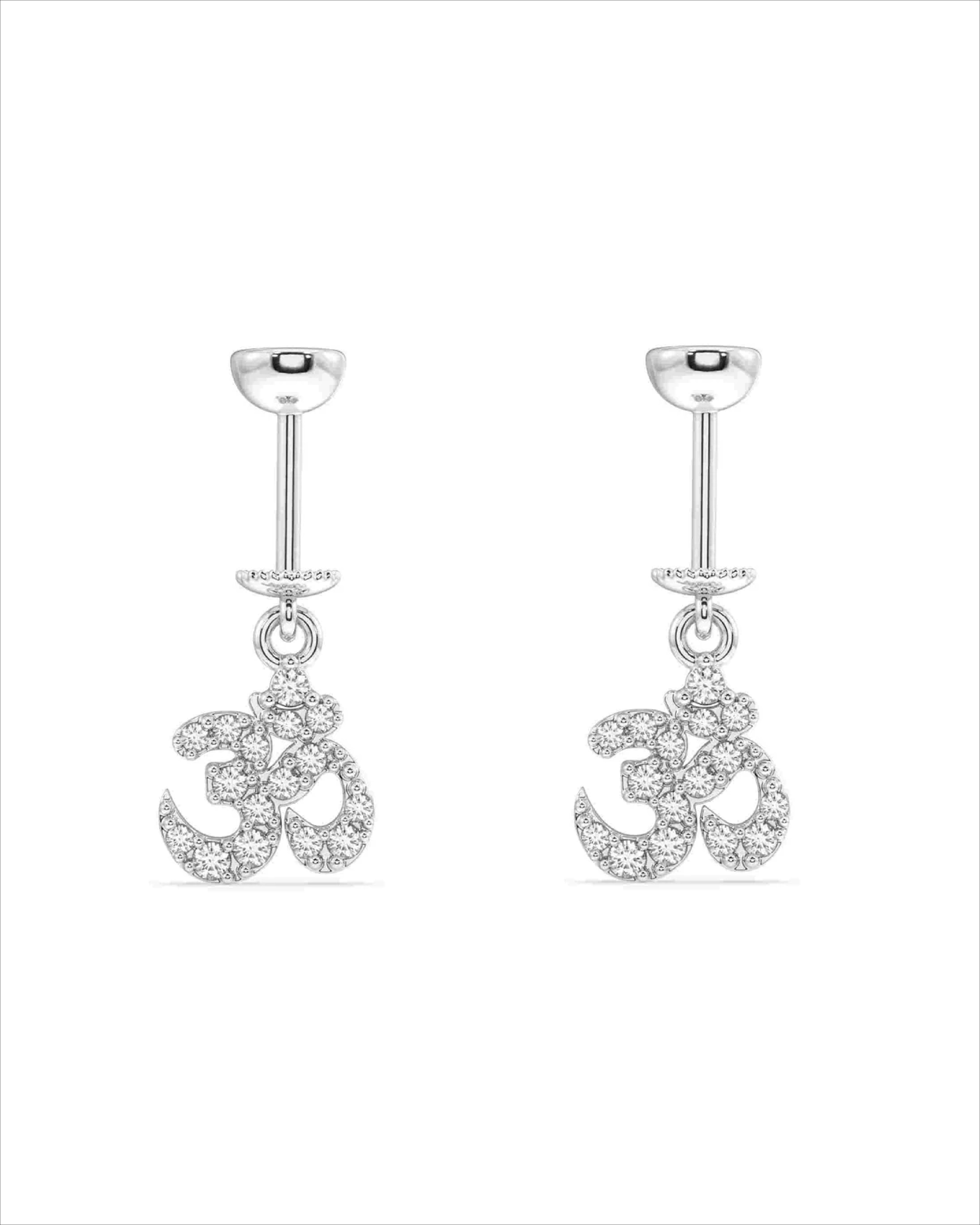 Aum Om Fine Screw Helix Hanging Earrings