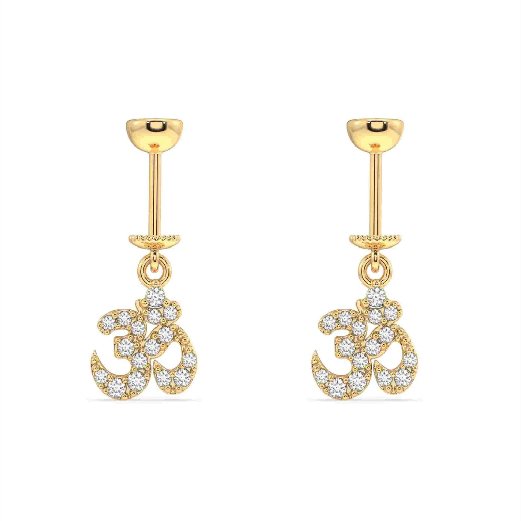 Aum Om Fine Screw Helix Hanging Earrings