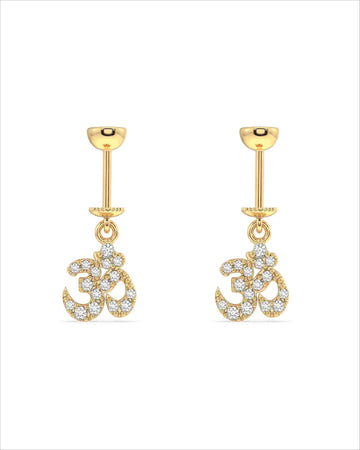 Aum Om Fine Screw Helix Hanging Earrings