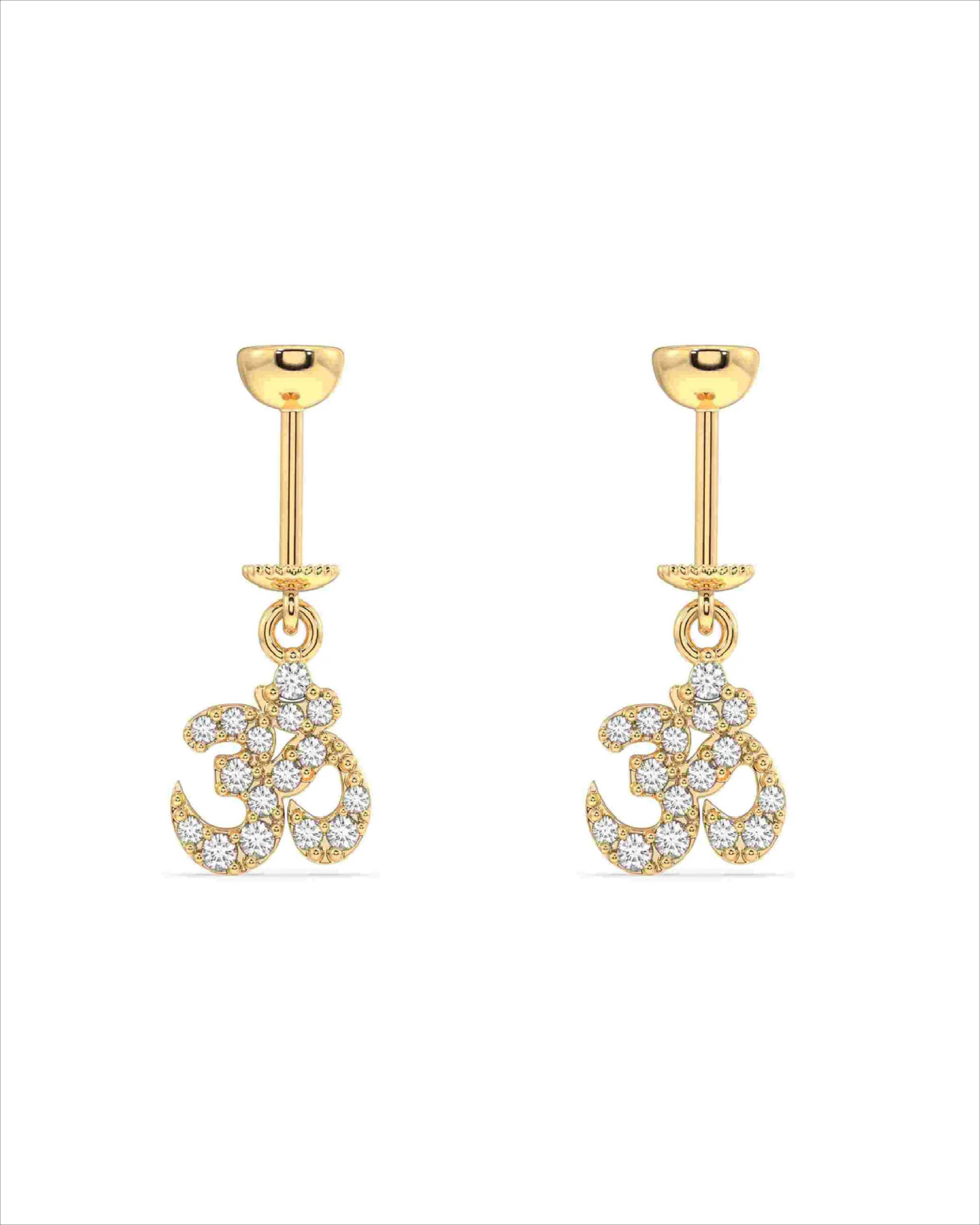 Aum Om Fine Screw Helix Hanging Earrings