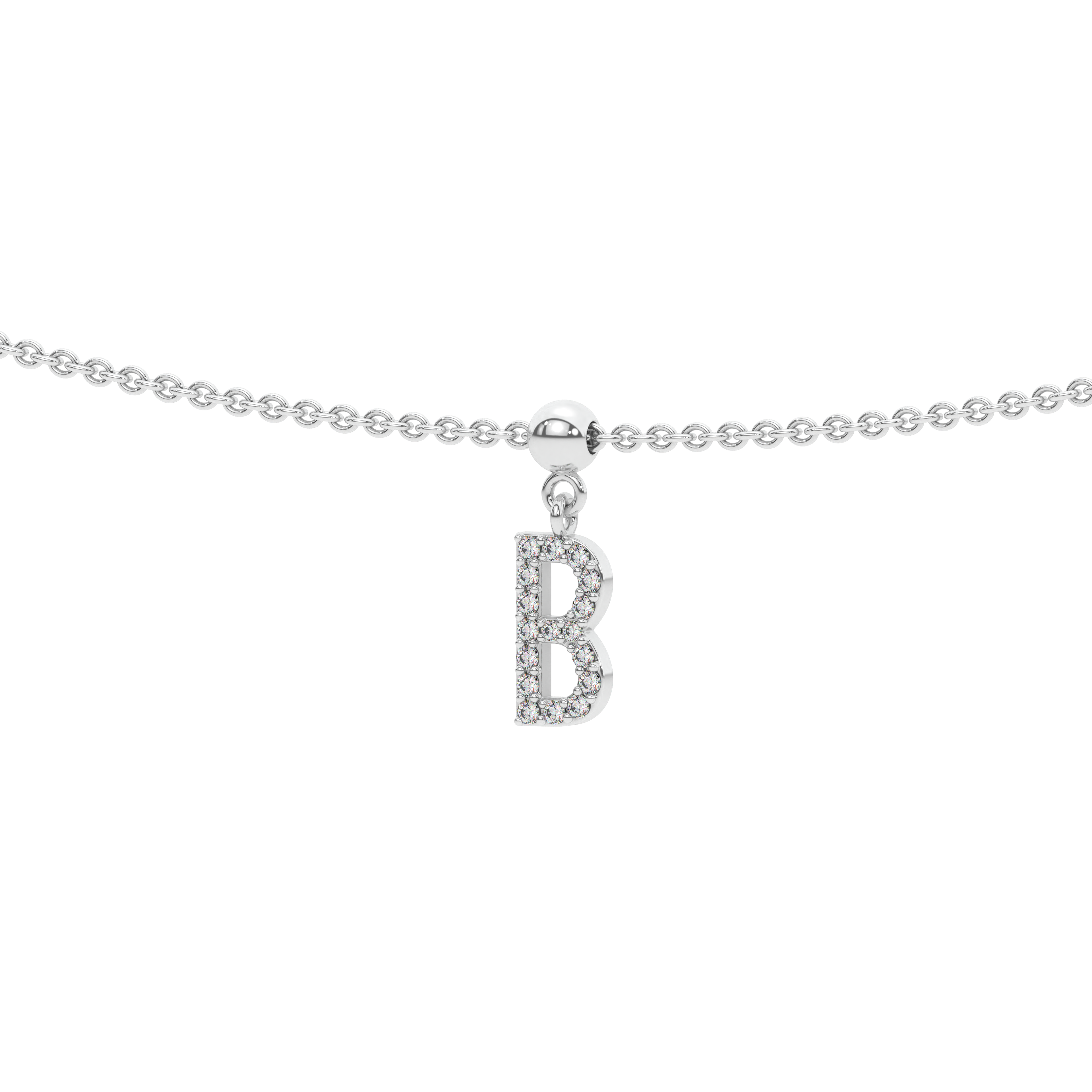 Letter "B" Bead Charm Necklace