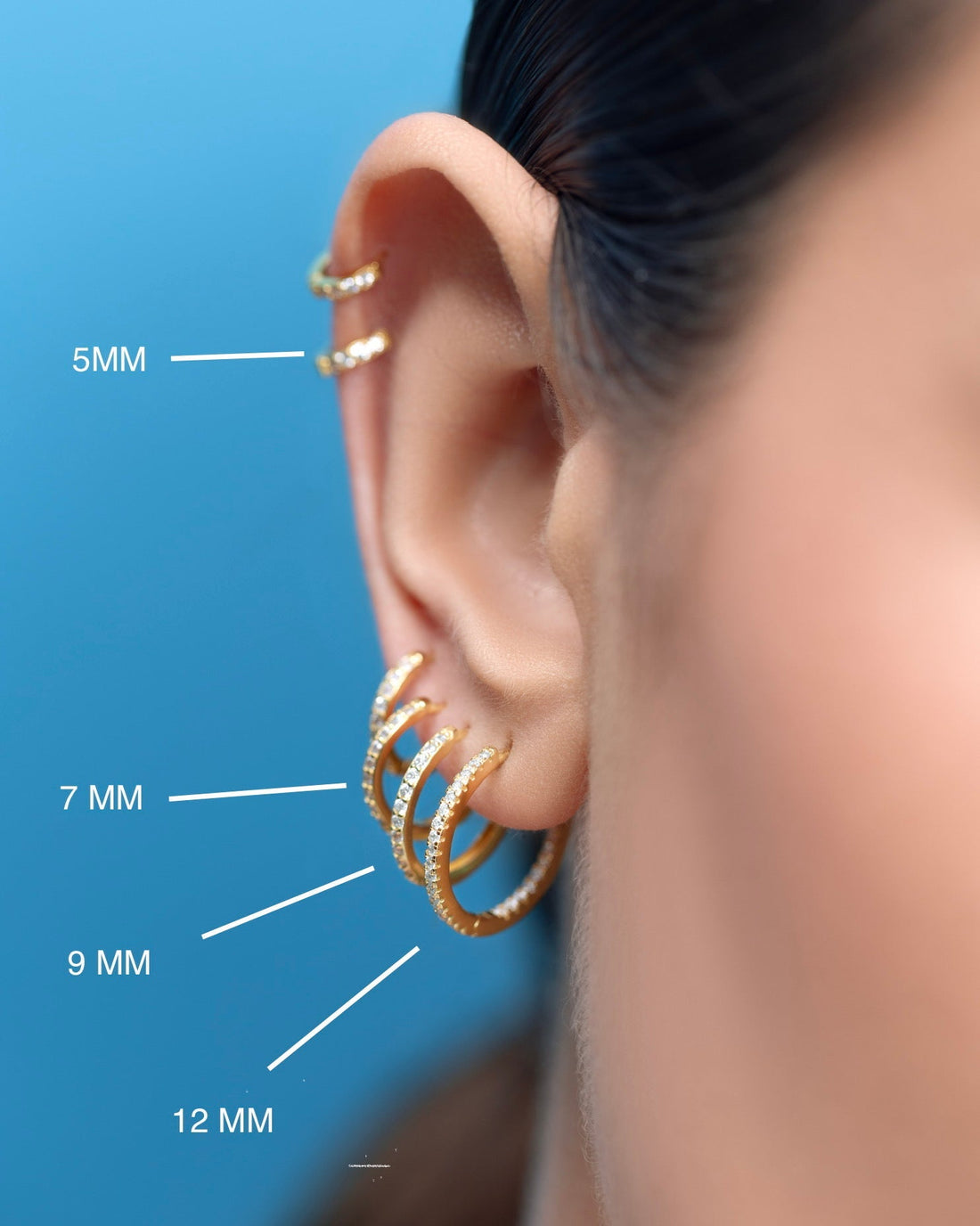 Zirconia Statement Round Hoop Earrings Multiple Size