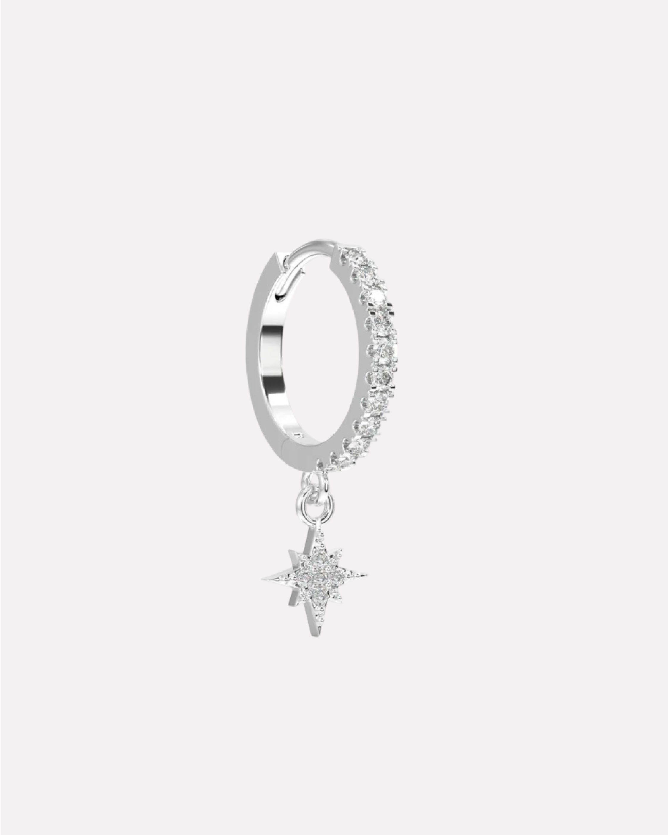 Celestial Silver Hoop Men's Earrings