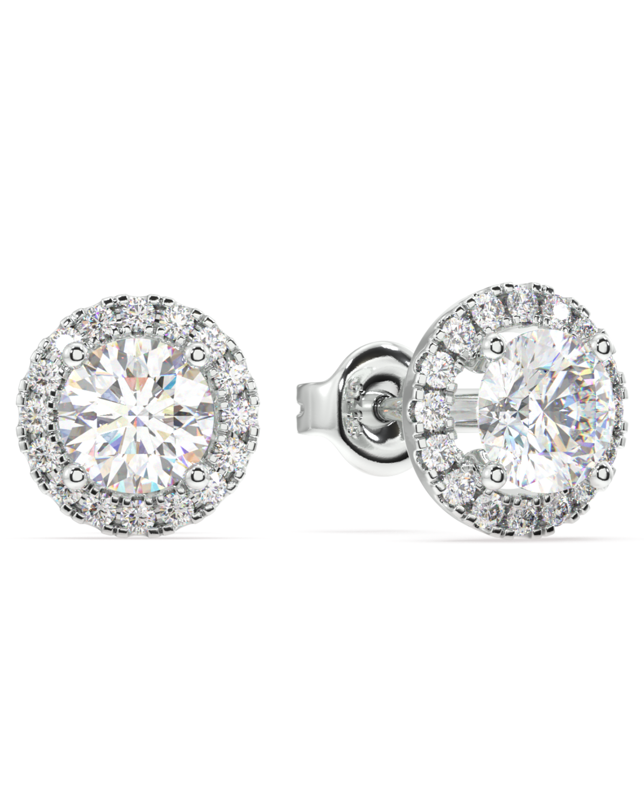 Round Solitaire With Zircon Lining Mid Size Stud Earrings