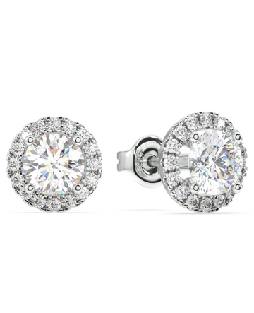 Round Solitaire With Zircon Lining Mid Size Stud Earrings