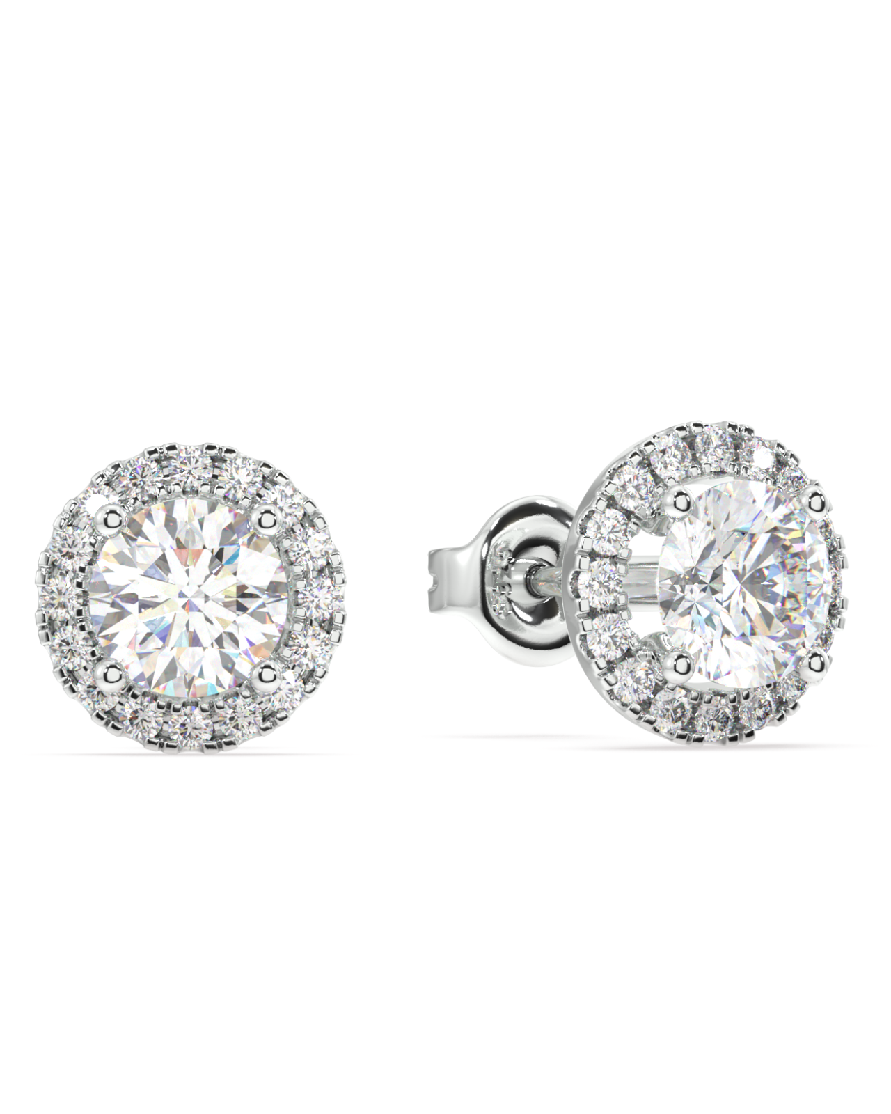 Round Solitaire With Cubic Zirconia Lining Minimal Stud Earrings