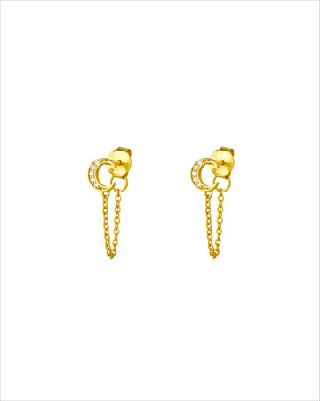Crescent Moon Chain Earrings
