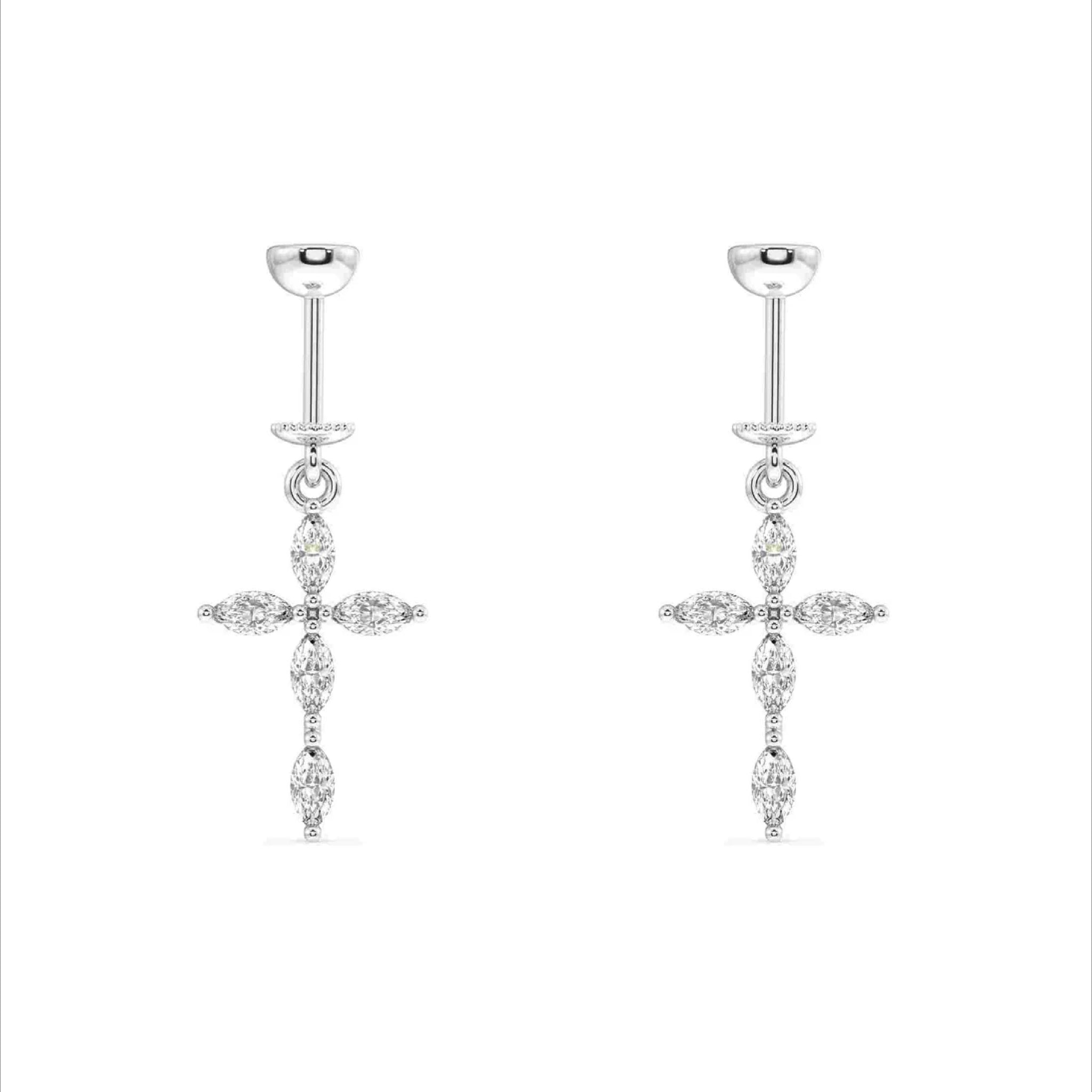 Criss Cross Screw Helix Hanging Earrings