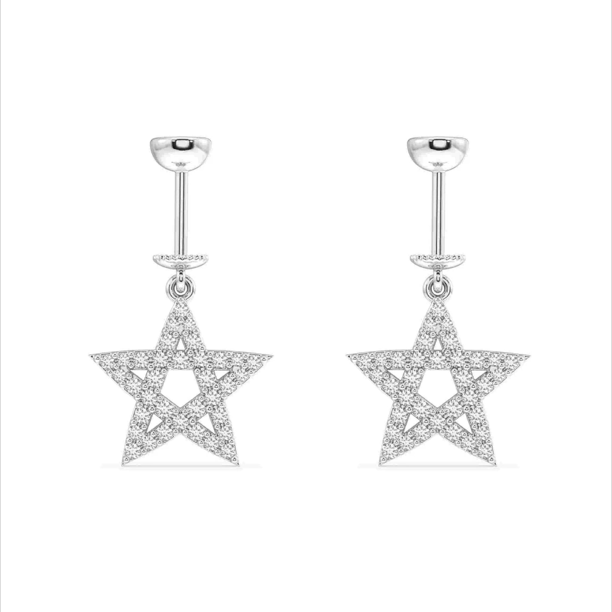 Criss Cross Zircon Star Screw Helix Hanging Earrings