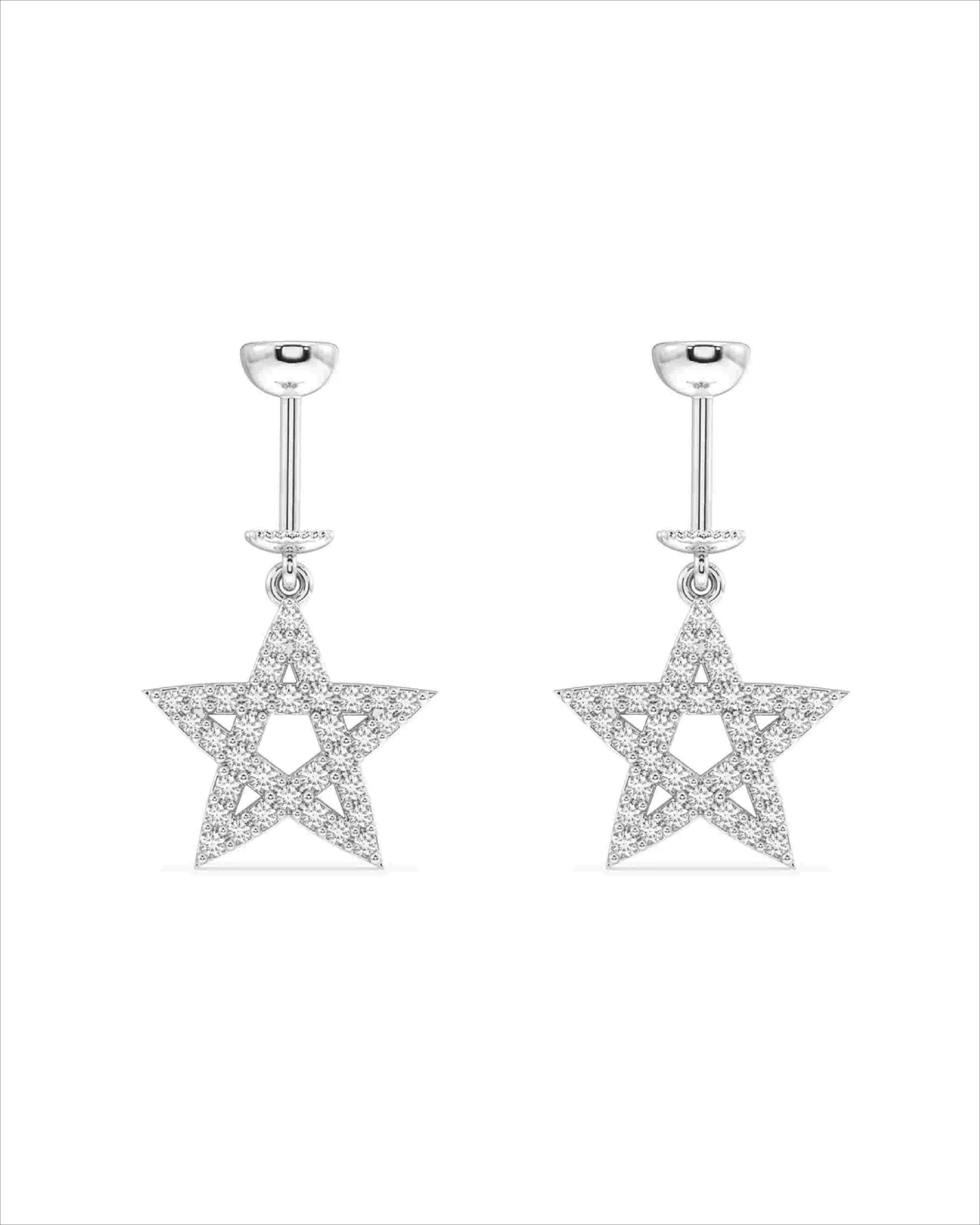 Criss Cross Zircon Star Screw Helix Hanging Earrings