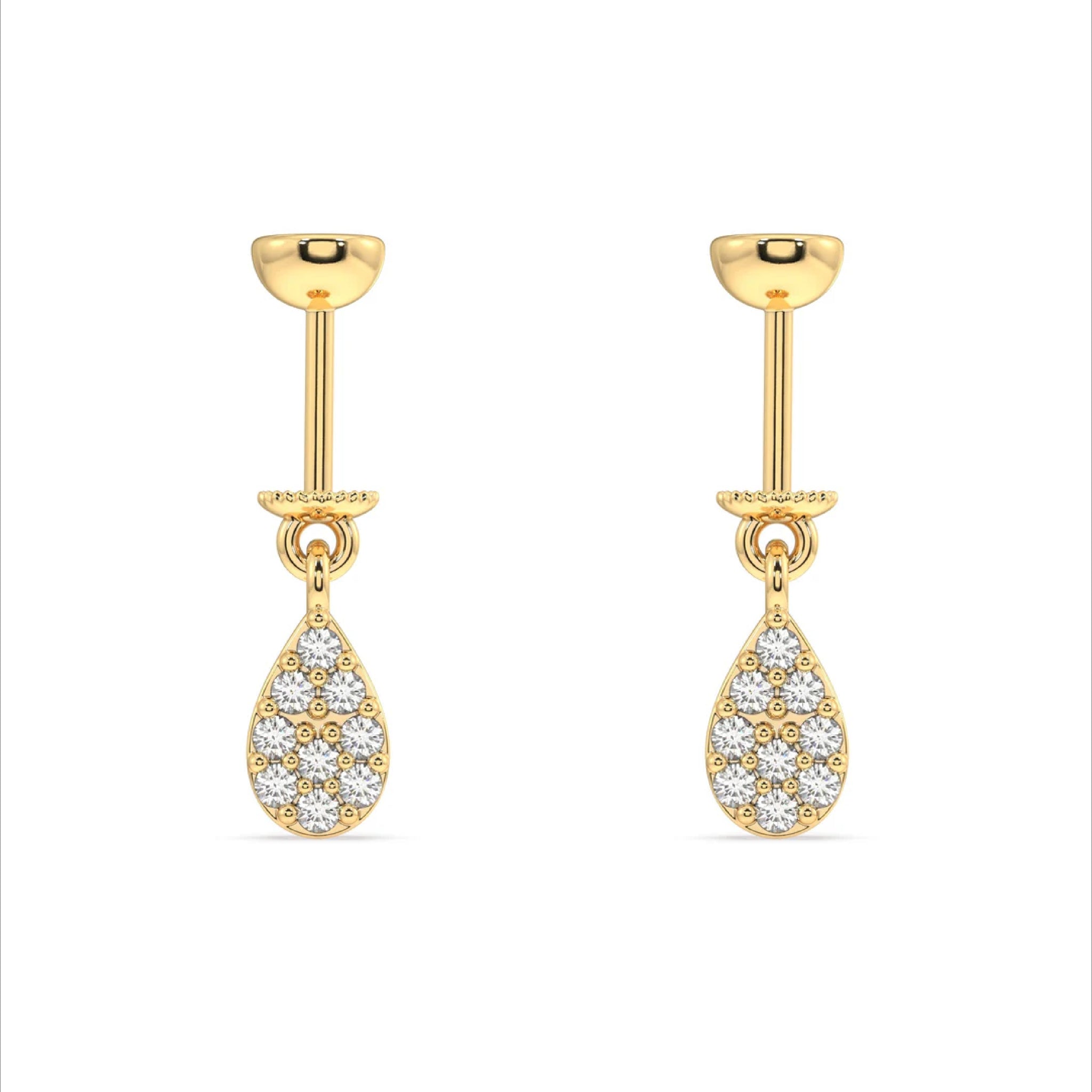 Cubic Zirconia Drop Screw Helix Hanging Earrings