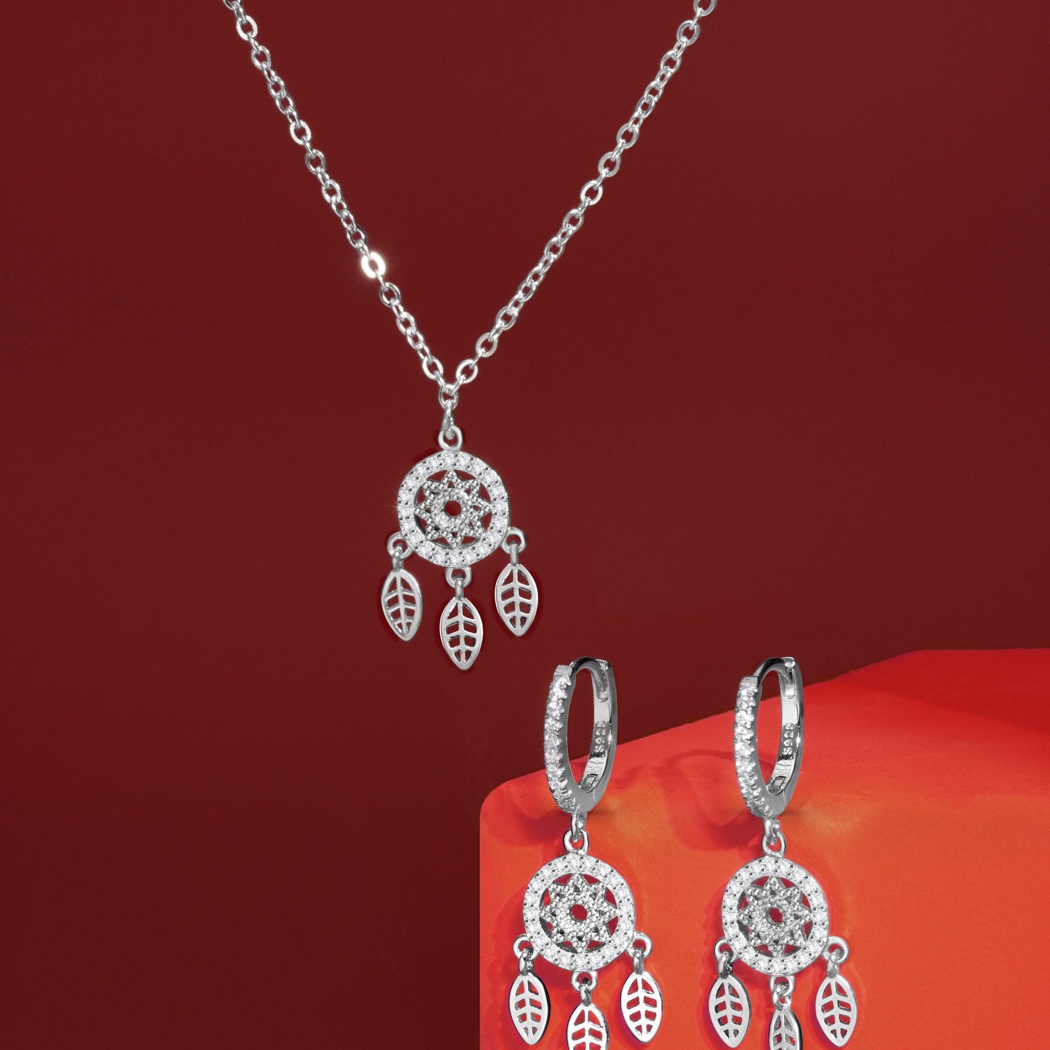 Silver Dream Catcher Set - Rhodium Plated - Bundle Set