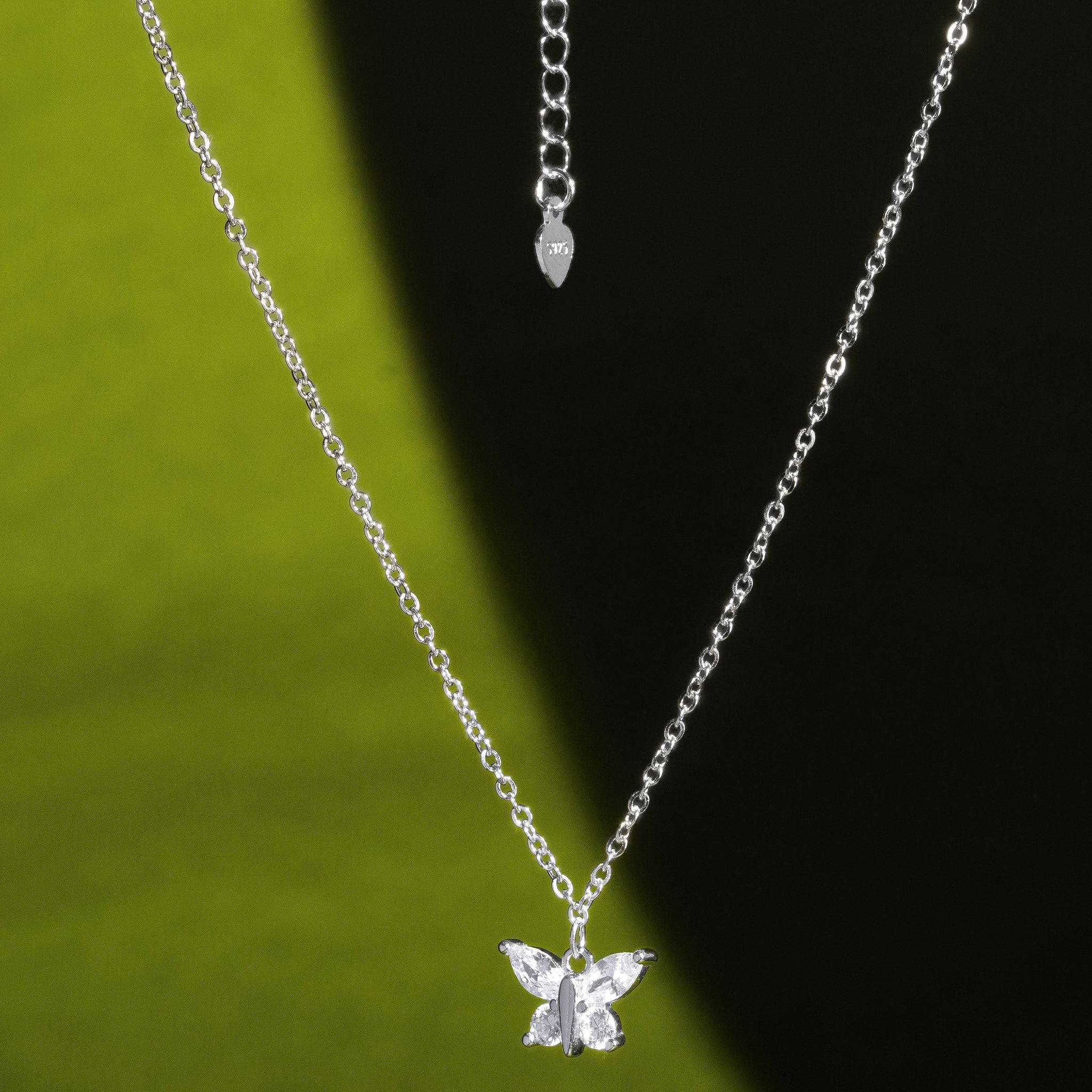 Radiant Silver Butterfly Charm Necklace