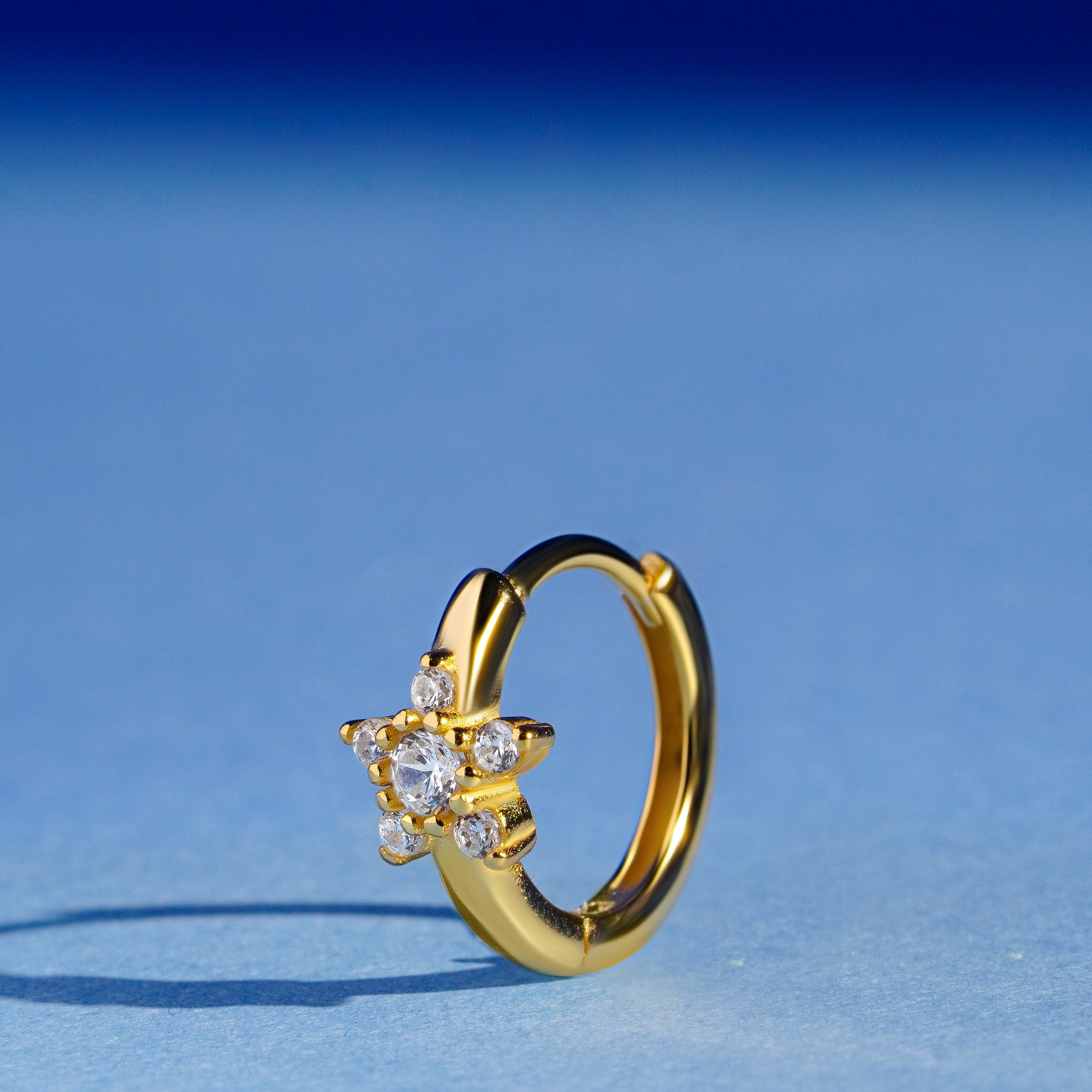 Floral Silver Hoops Earrings