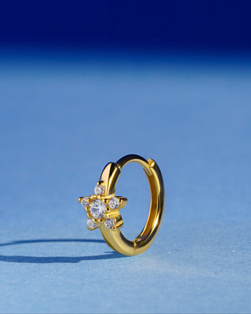 Floral Silver Hoops Earrings