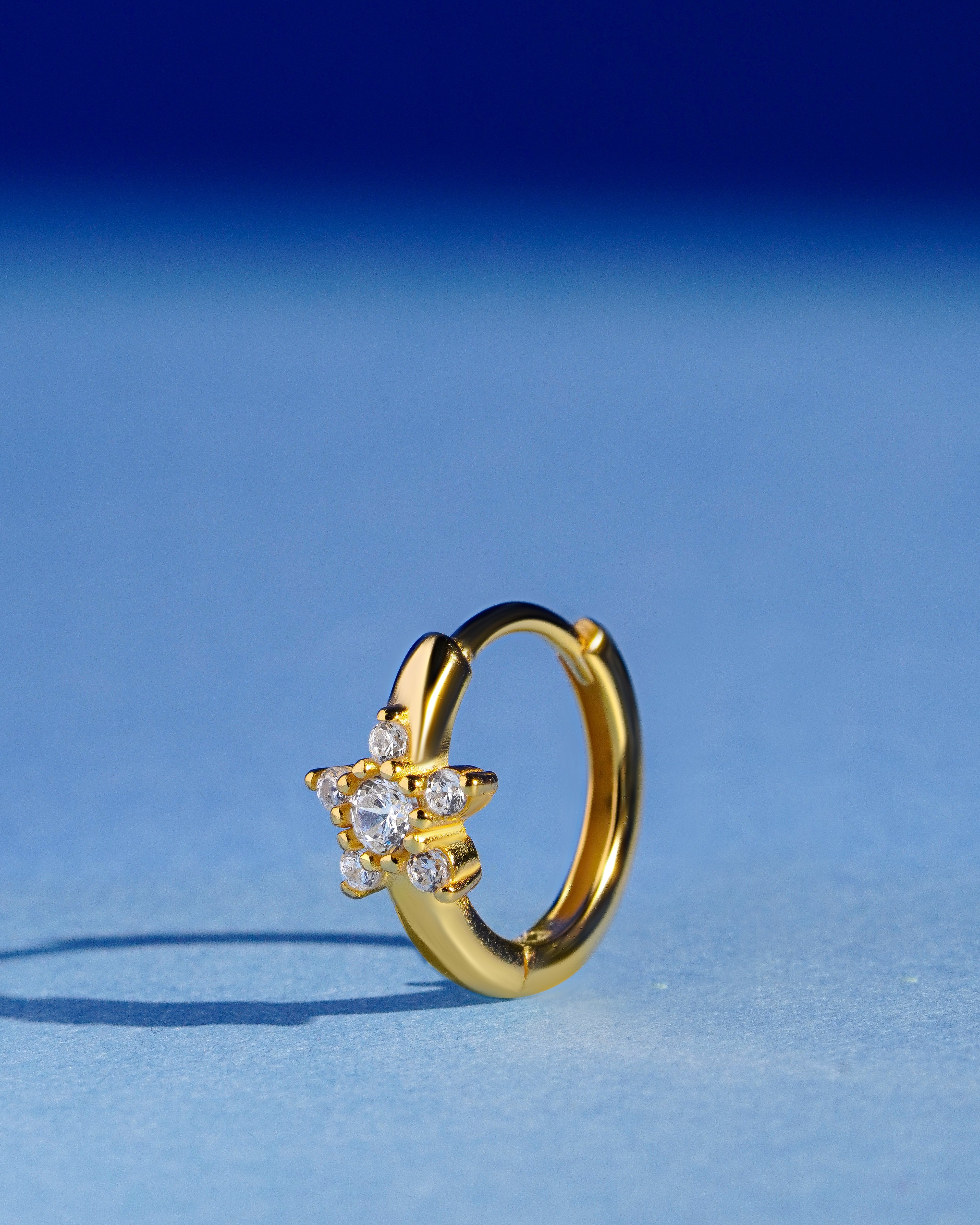 Floral Silver Hoops Earrings