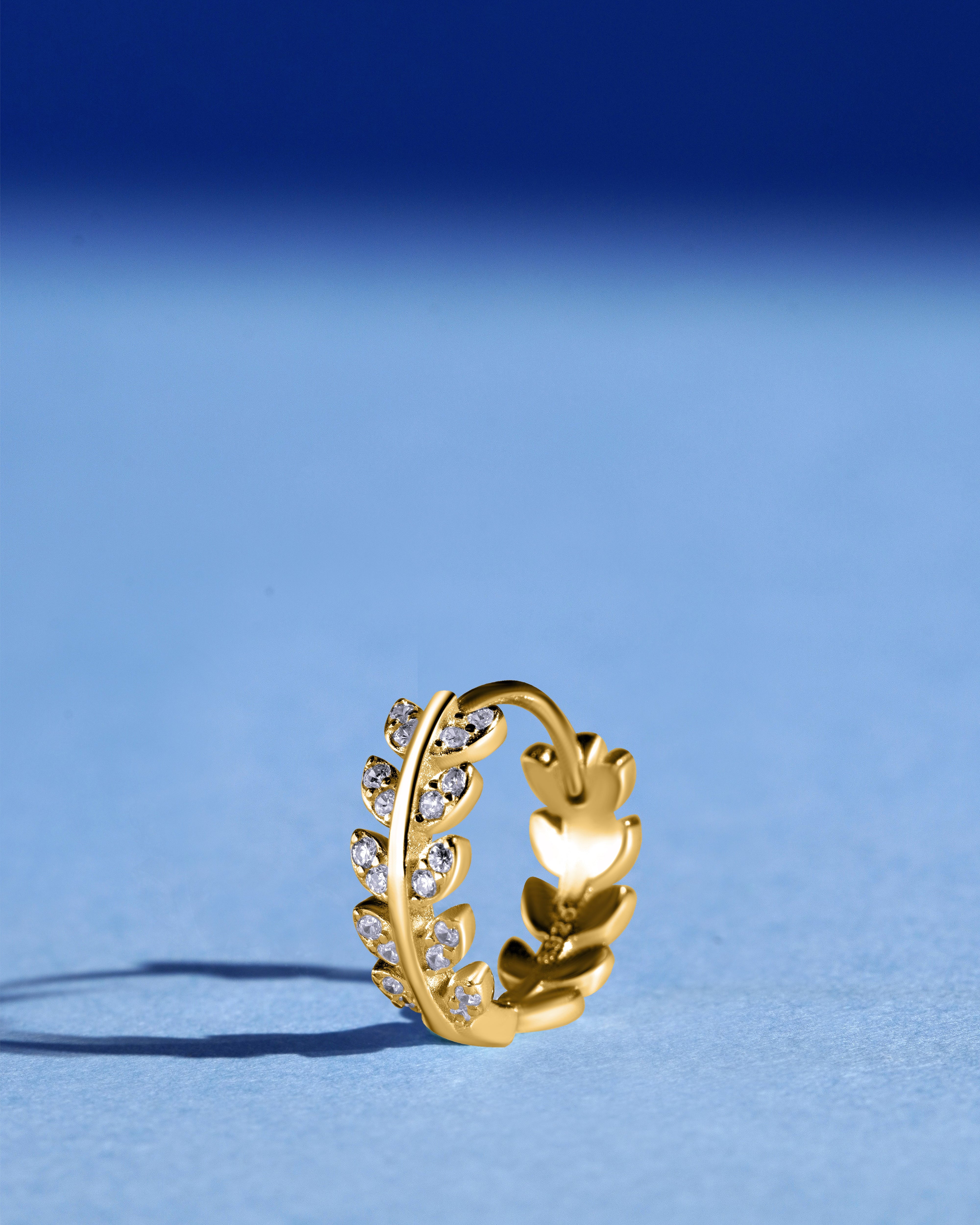 Zirconia Leaf Hoops Multiple Sizes Hoop Earrings