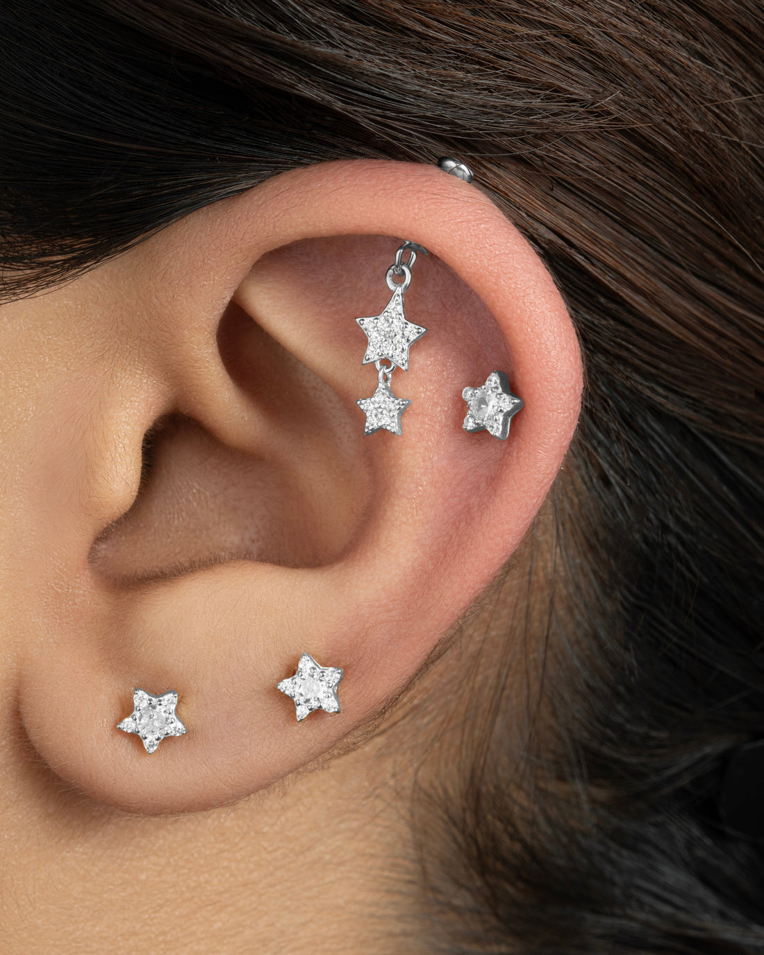 Star Threaded Flat Back Screw Stud Earrings